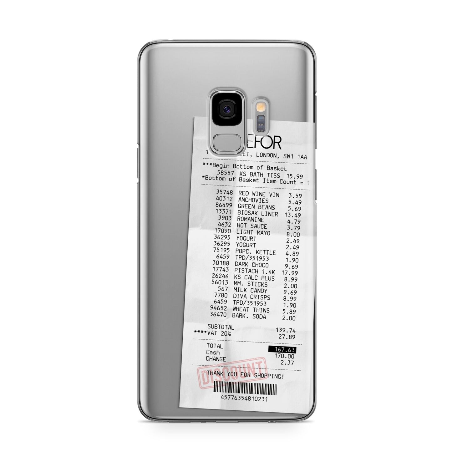 Supermarket Receipt Samsung Galaxy S9 Case