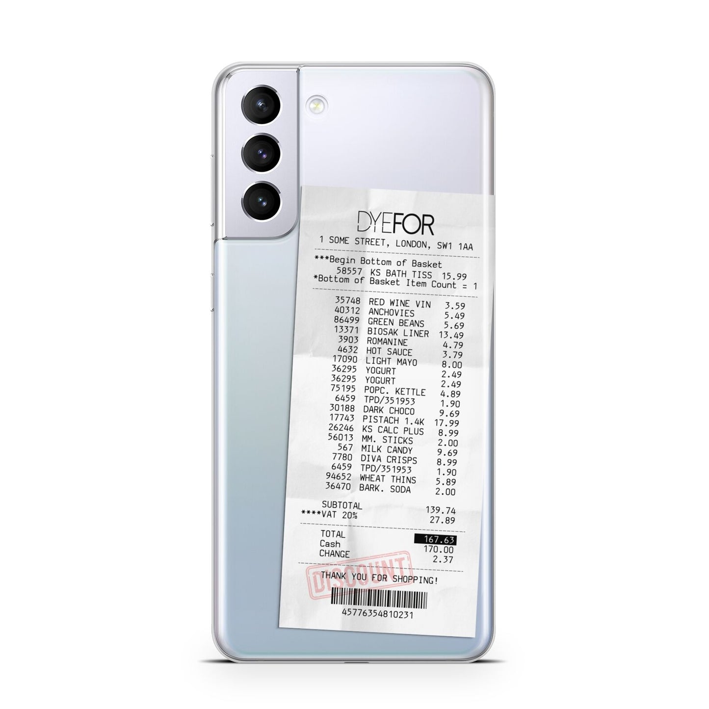 Supermarket Receipt Samsung S21 Plus Phone Case