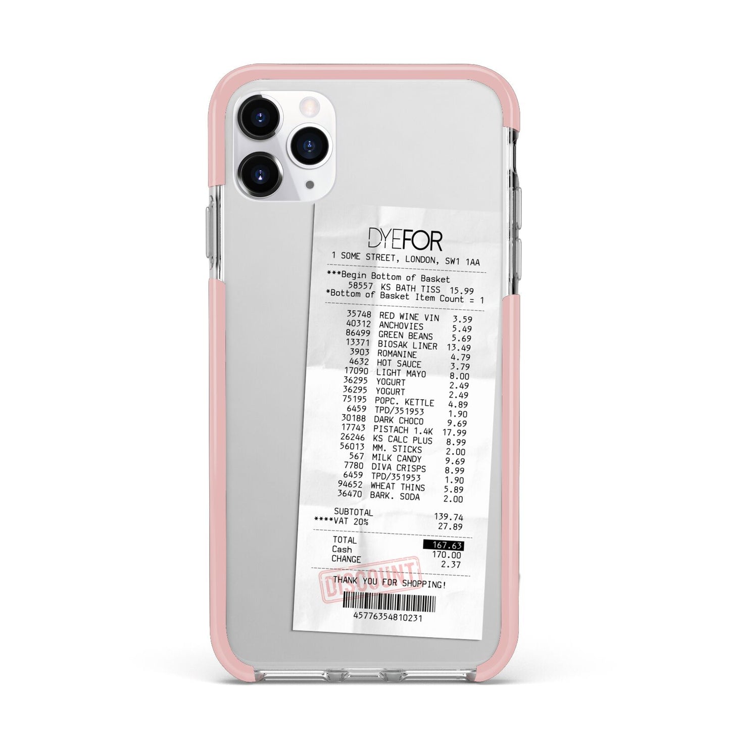 Supermarket Receipt iPhone 11 Pro Max Impact Pink Edge Case