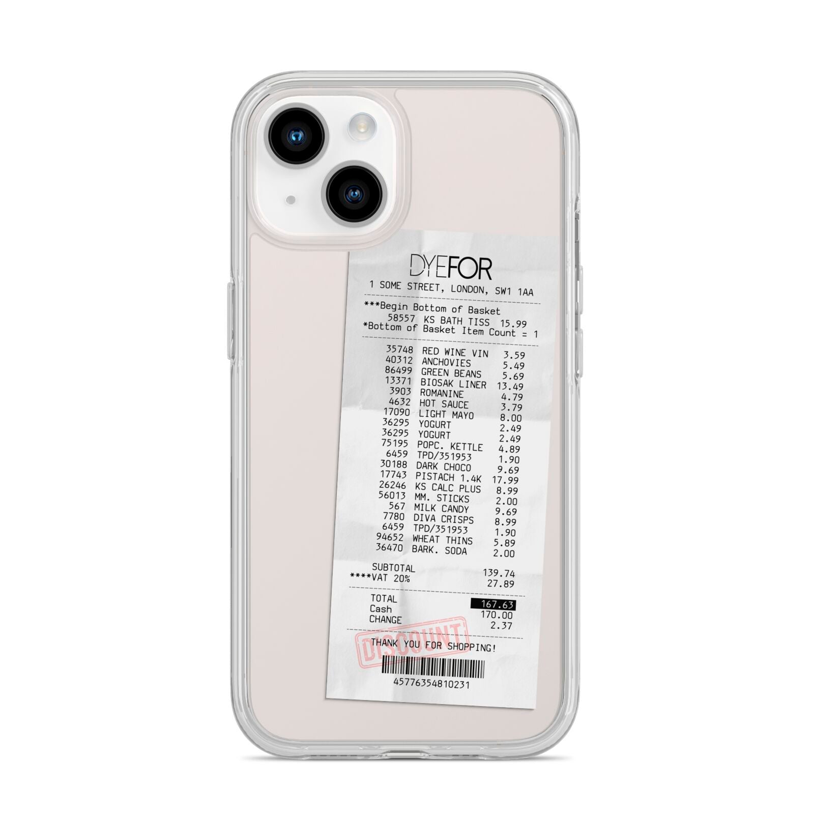 Supermarket Receipt iPhone 14 Clear Tough Case Starlight