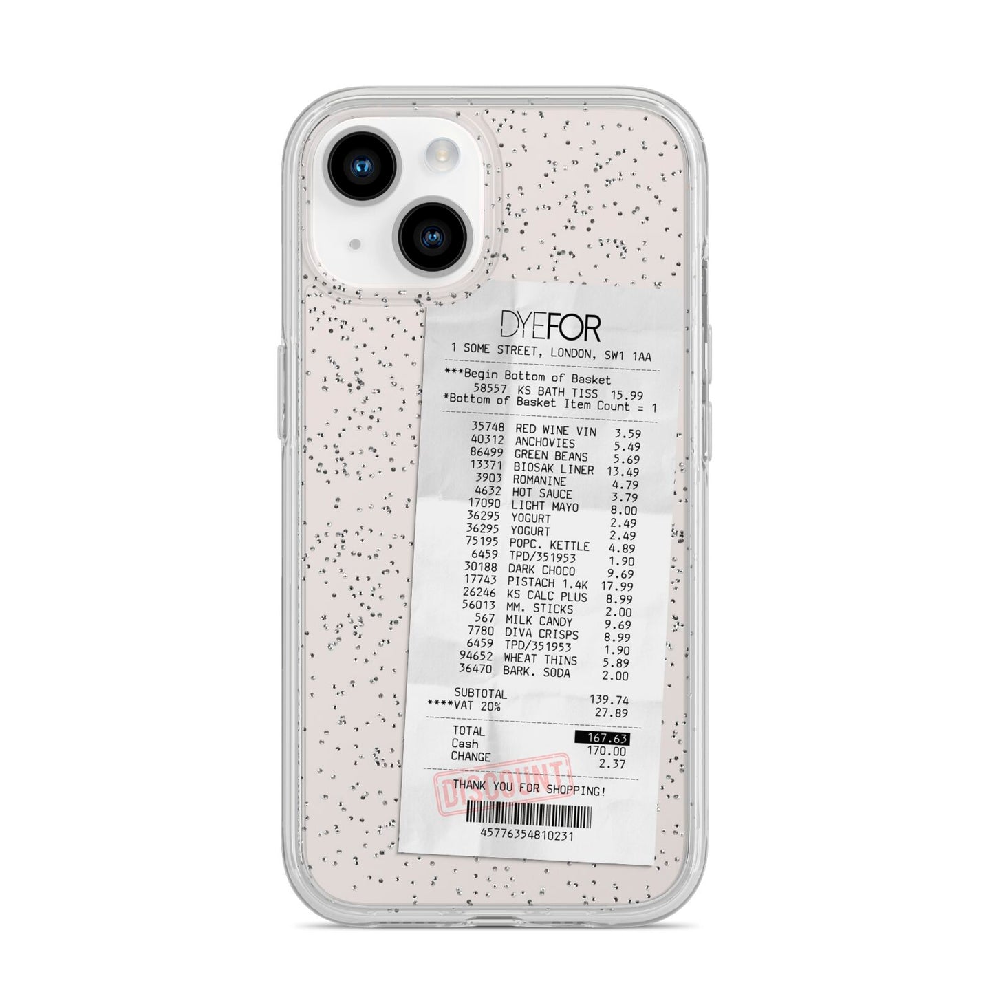 Supermarket Receipt iPhone 14 Glitter Tough Case Starlight