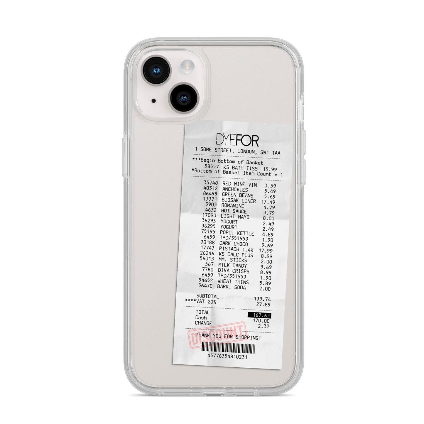 Supermarket Receipt iPhone 14 Plus Clear Tough Case Starlight