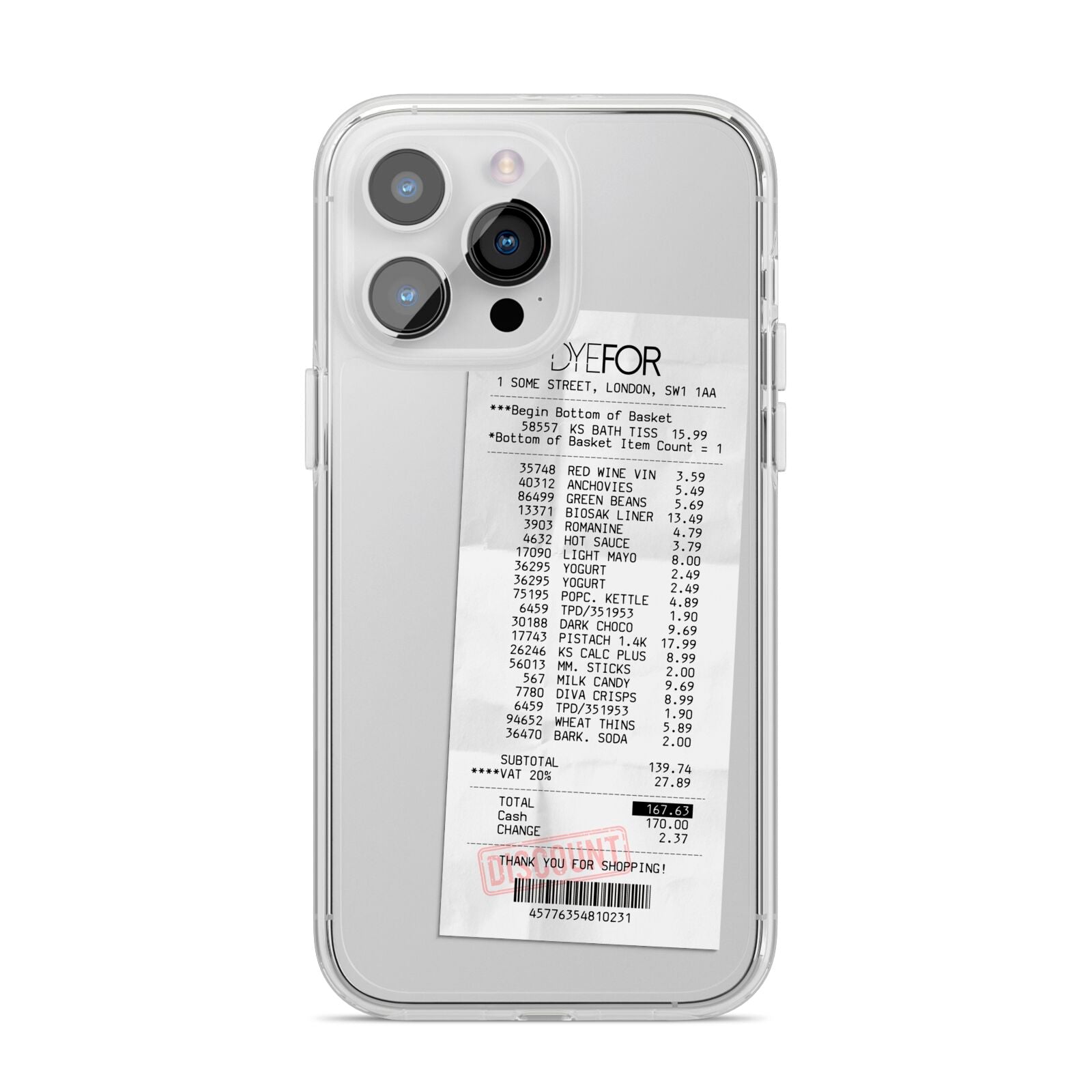 Supermarket Receipt iPhone 14 Pro Max Clear Tough Case Silver