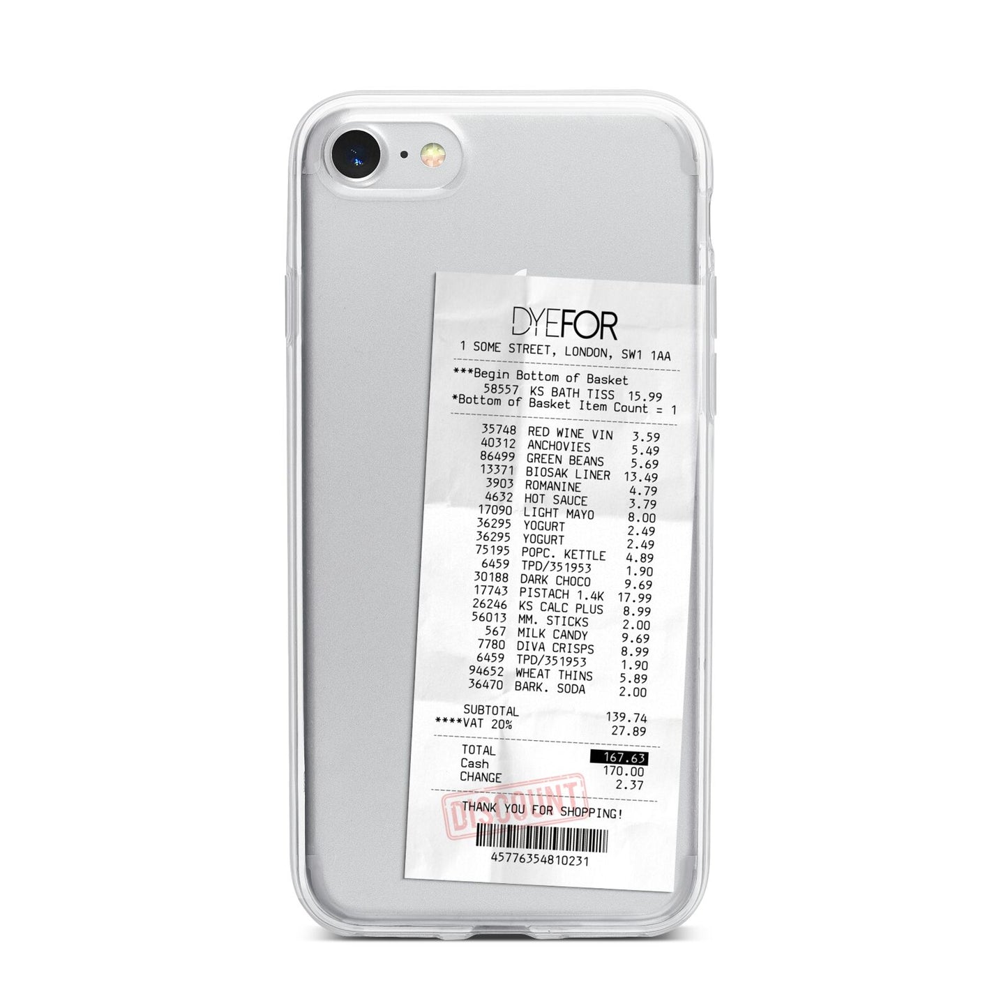 Supermarket Receipt iPhone 7 Bumper Case on Silver iPhone