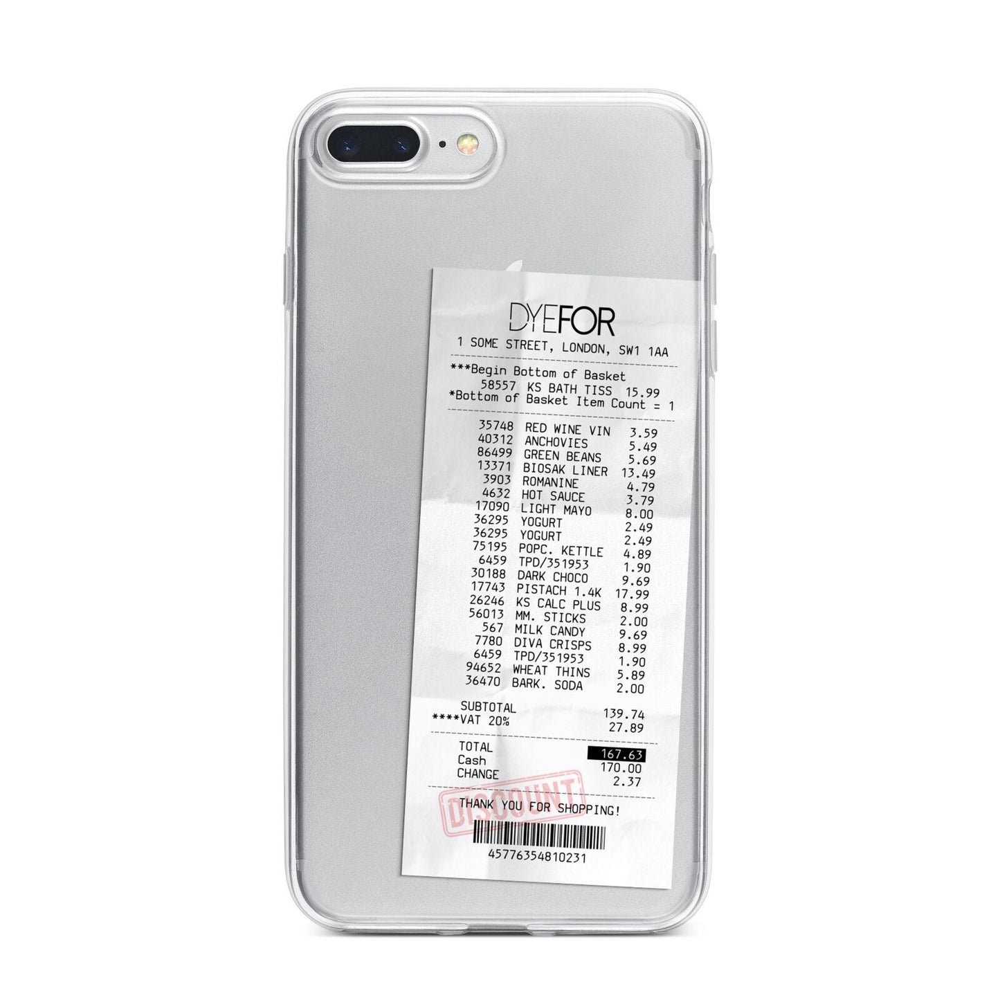 Supermarket Receipt iPhone 7 Plus Bumper Case on Silver iPhone