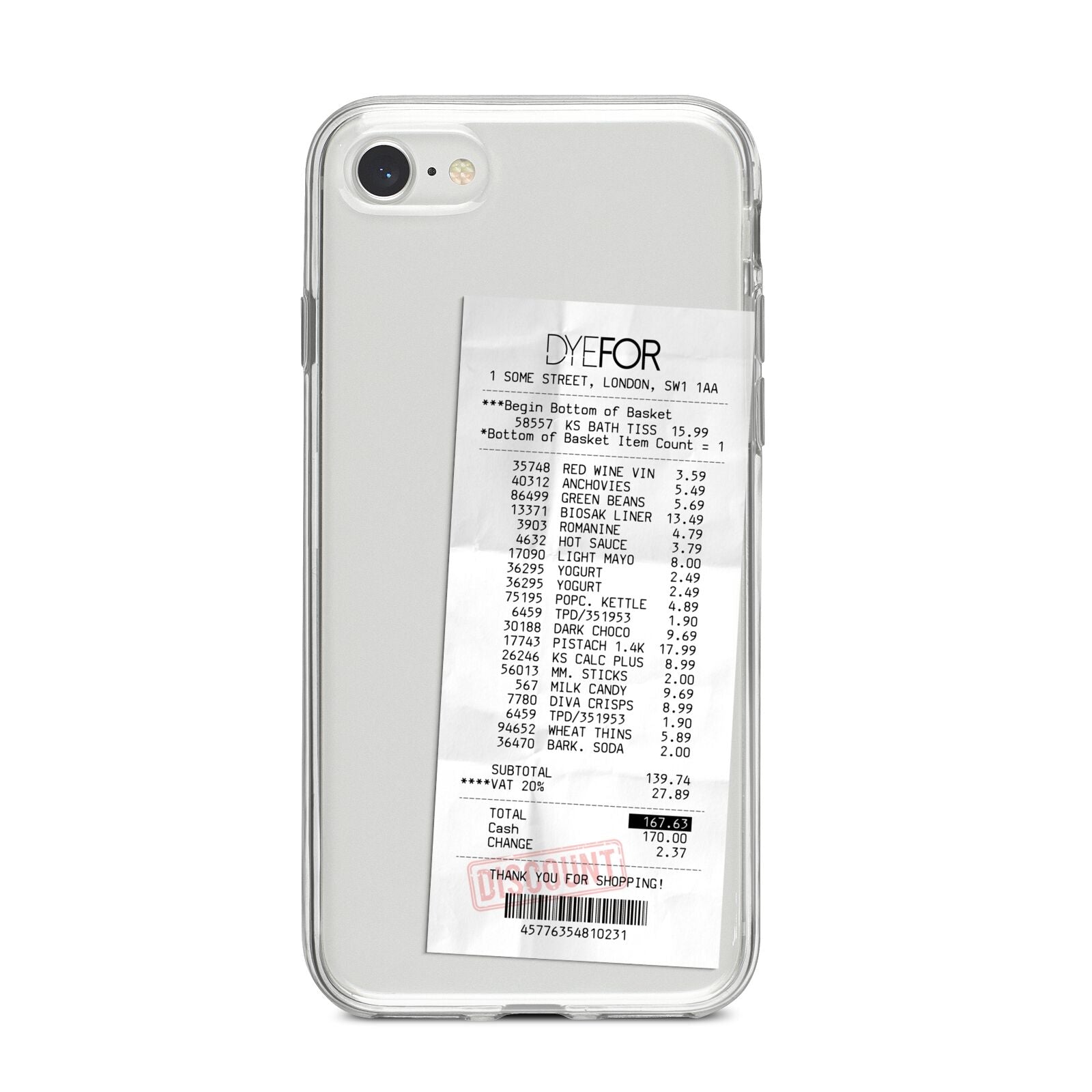 Supermarket Receipt iPhone 8 Bumper Case on Silver iPhone