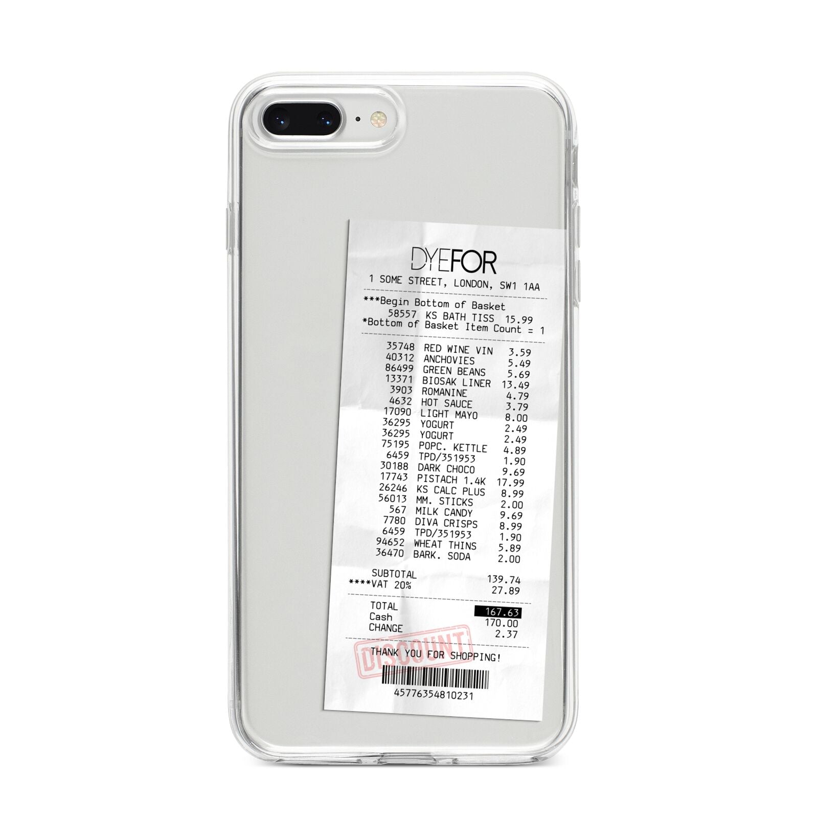 Supermarket Receipt iPhone 8 Plus Bumper Case on Silver iPhone