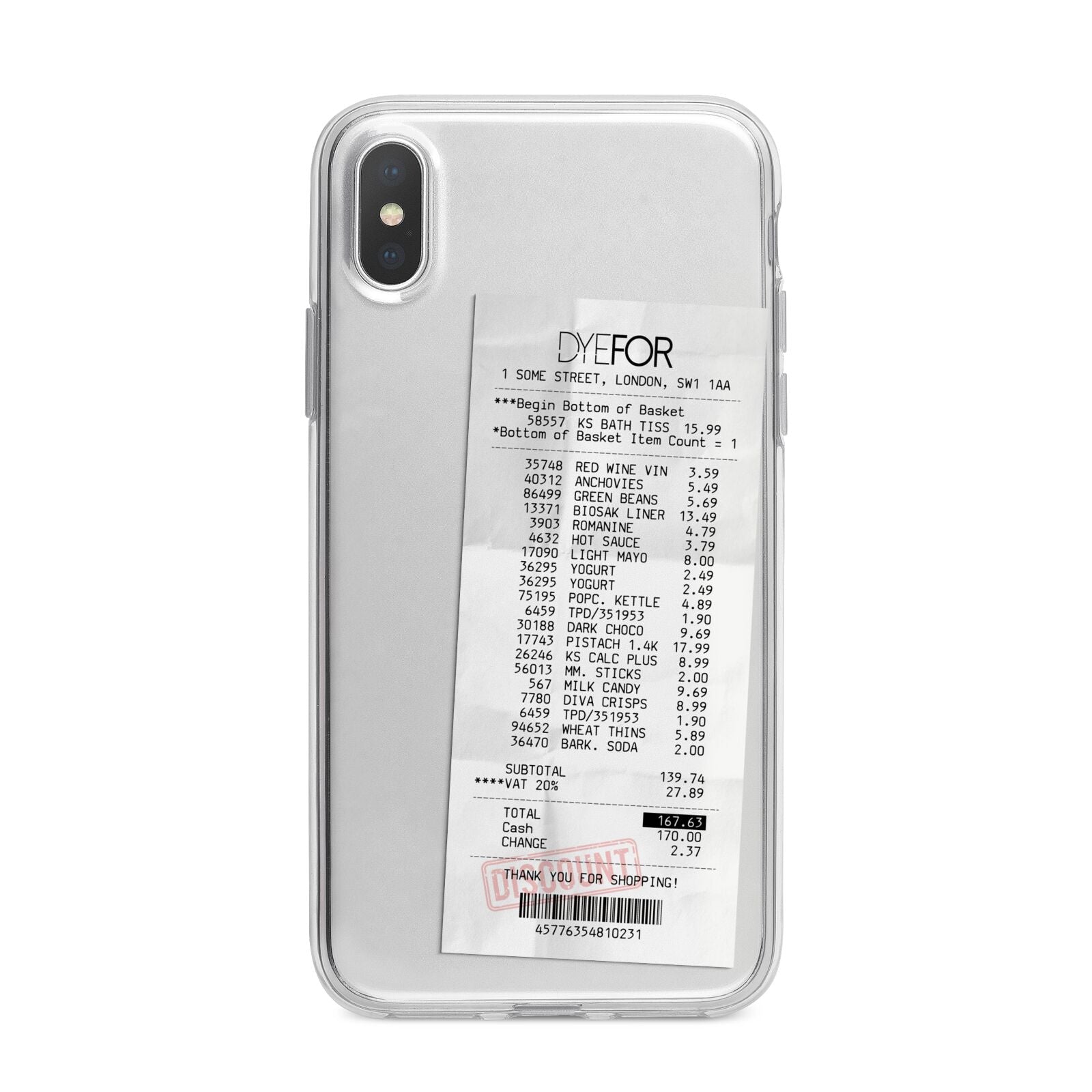 Supermarket Receipt iPhone X Bumper Case on Silver iPhone Alternative Image 1