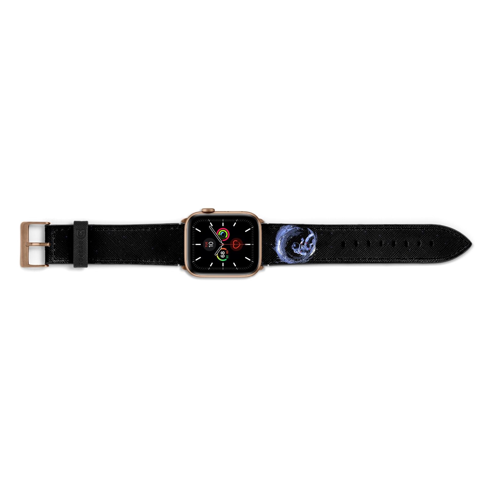 Surfing Astronaut Apple Watch Strap Landscape Image Gold Hardware