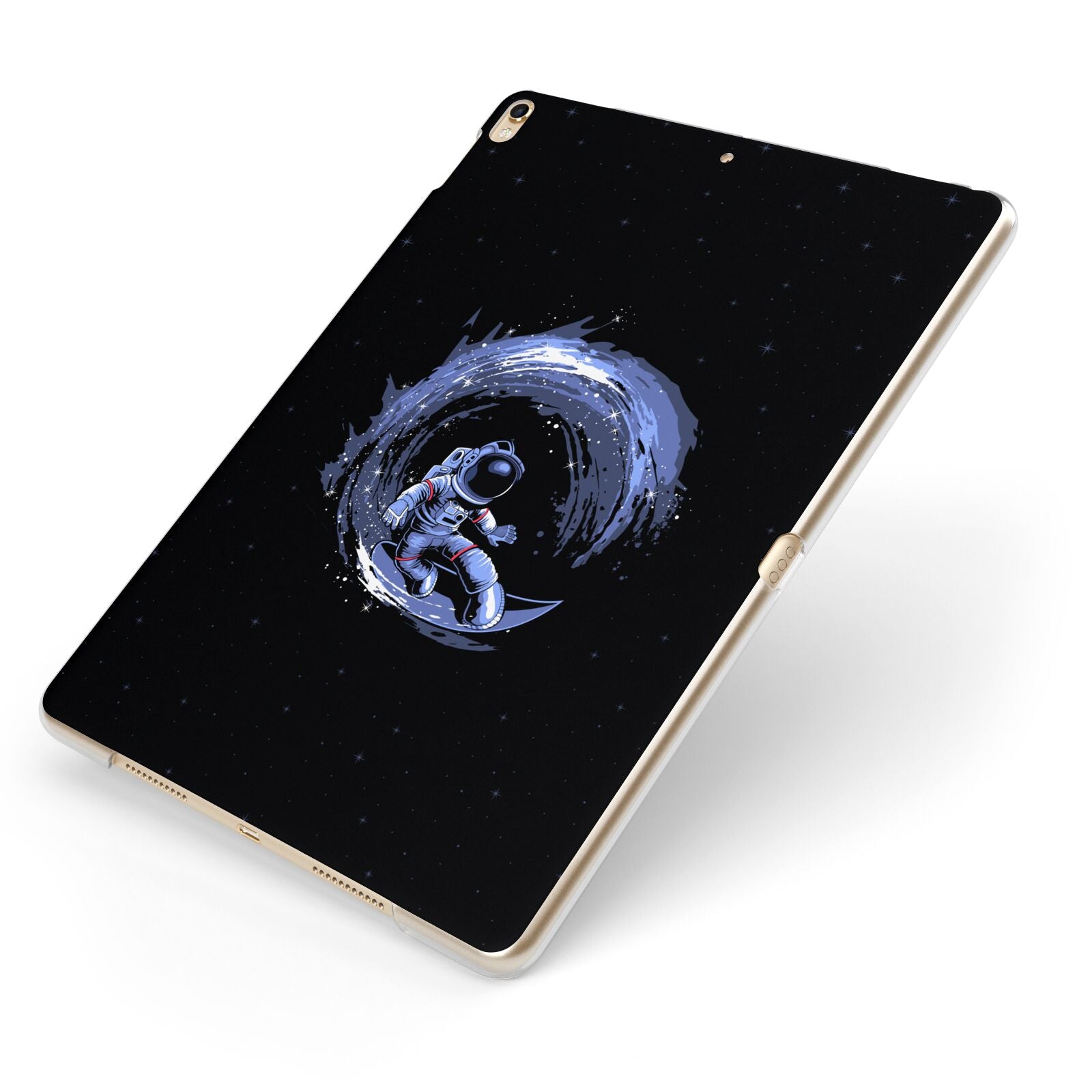 Surfing Astronaut Apple iPad Case on Gold iPad Side View