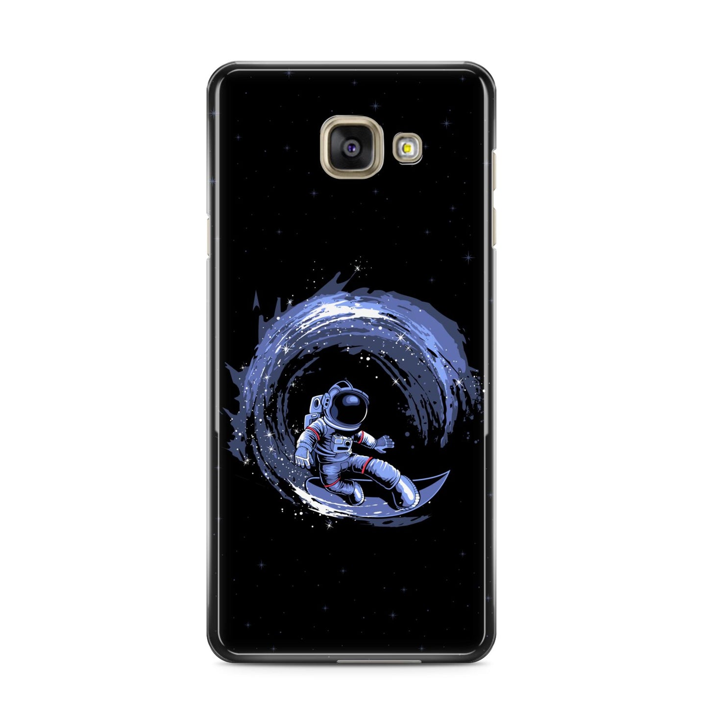Surfing Astronaut Samsung Galaxy A3 2016 Case on gold phone