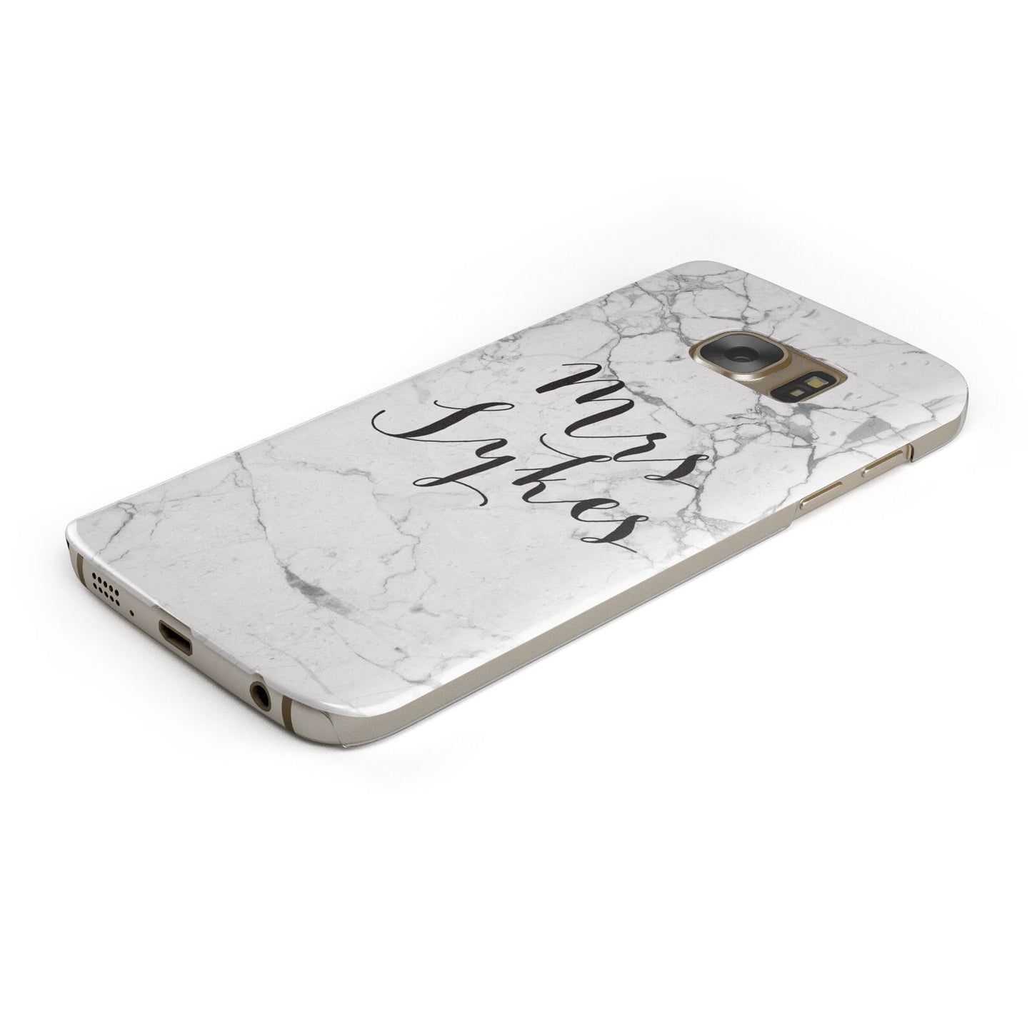 Surname Personalised Marble Protective Samsung Galaxy Case Angled Image