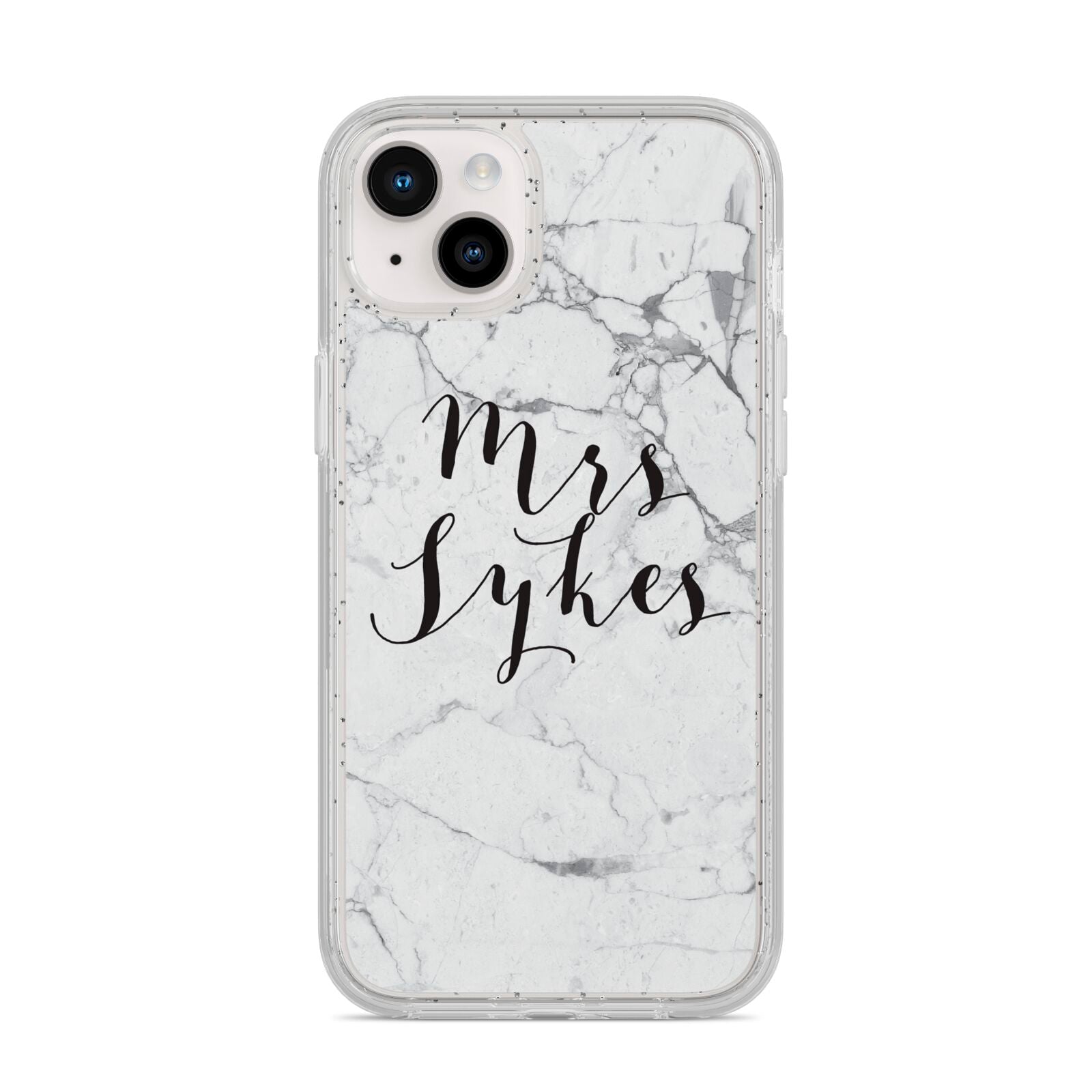 Surname Personalised Marble iPhone 14 Plus Glitter Tough Case Starlight