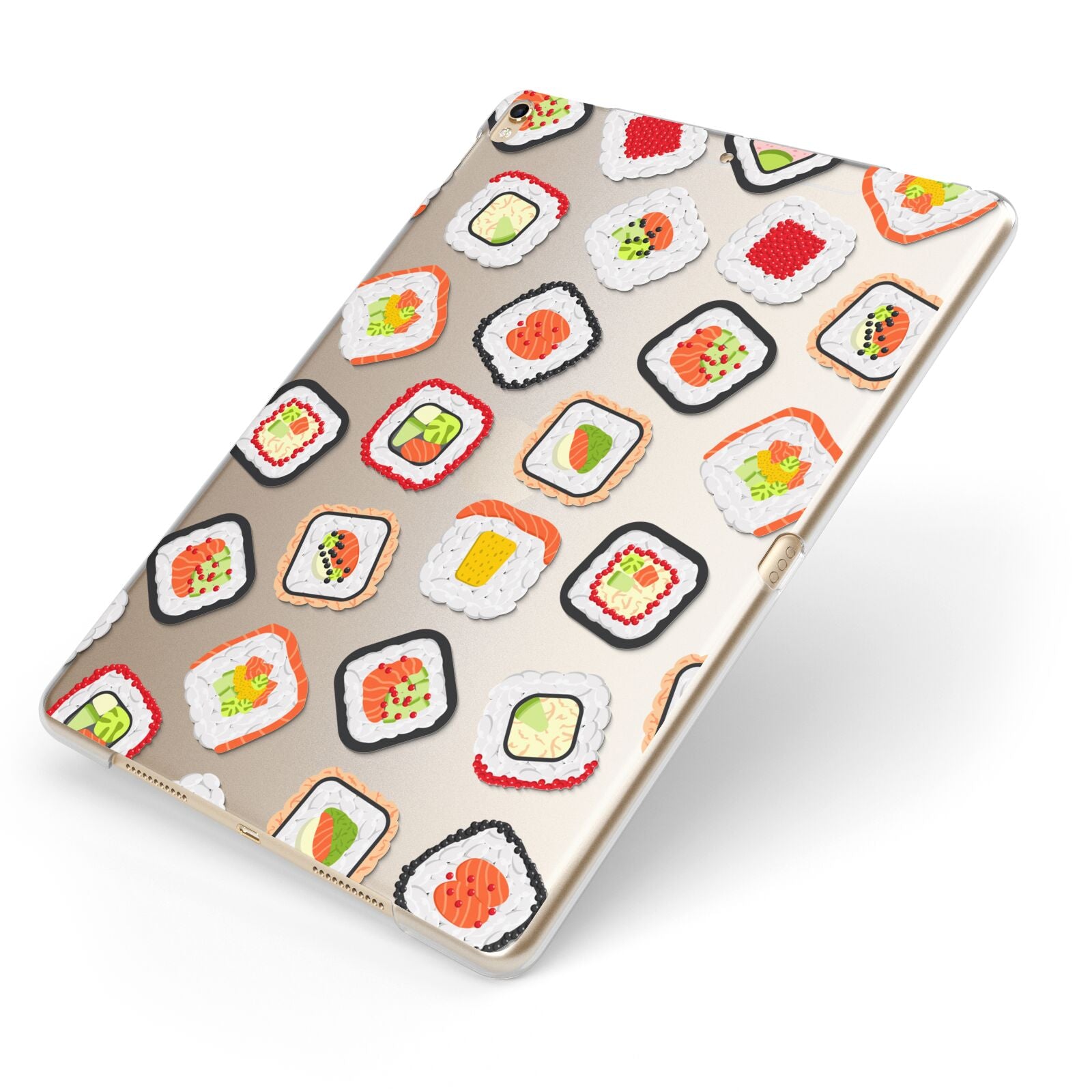 Sushi Apple iPad Case on Gold iPad Side View