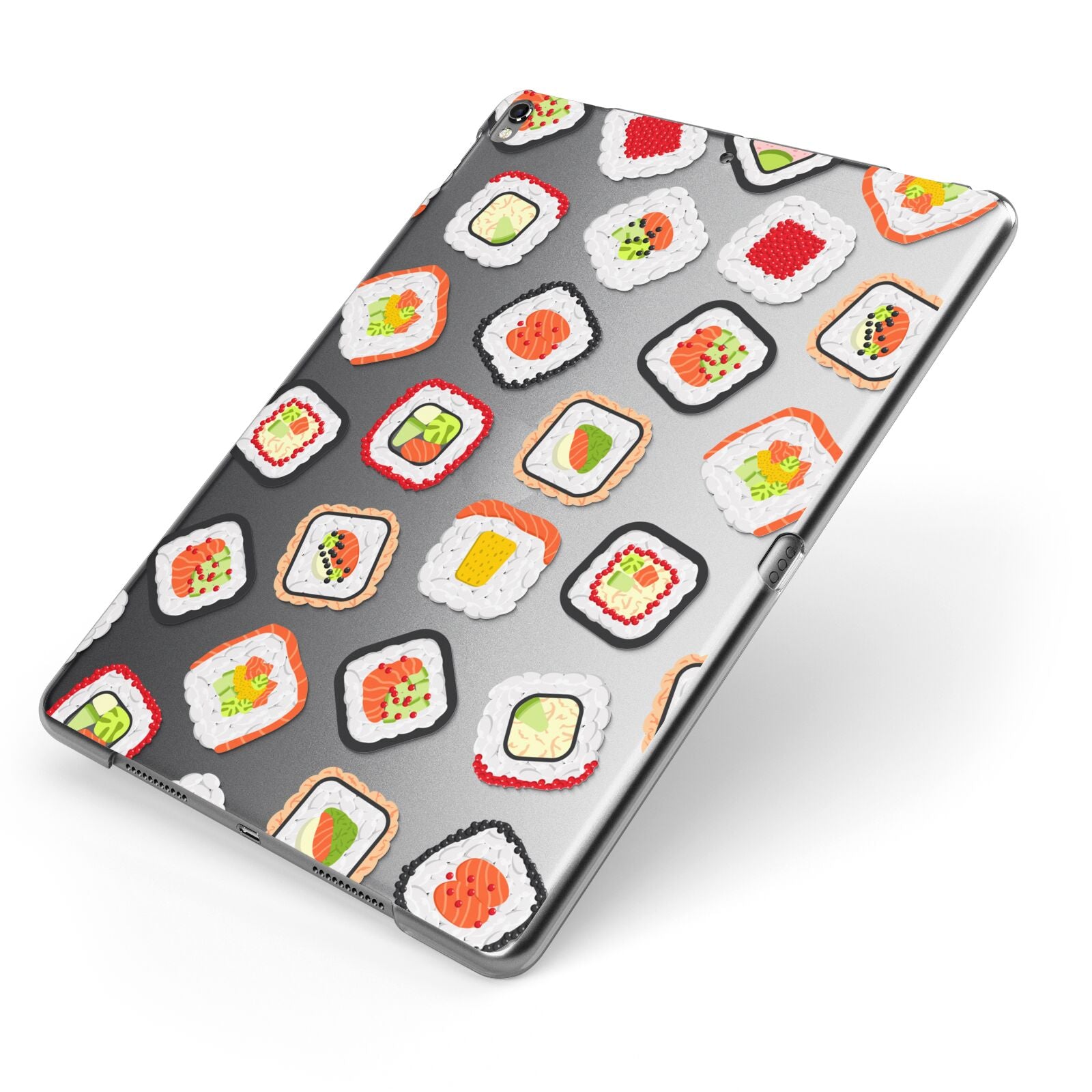 Sushi Apple iPad Case on Grey iPad Side View