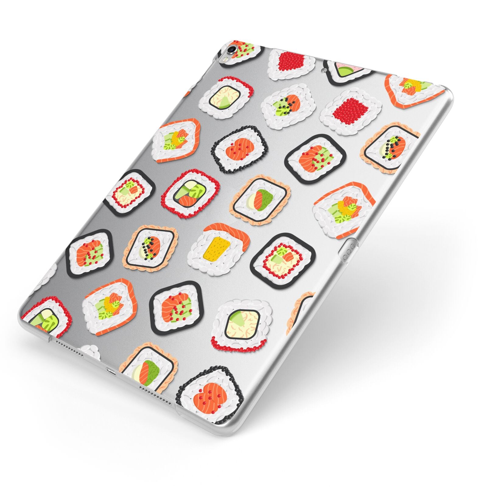 Sushi Apple iPad Case on Silver iPad Side View