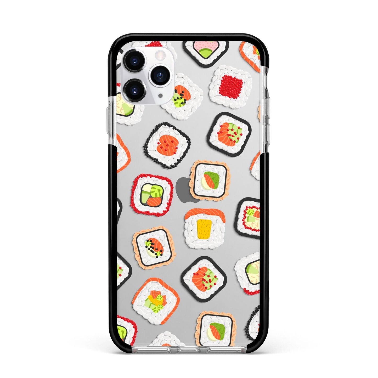 Sushi Apple iPhone 11 Pro Max in Silver with Black Impact Case