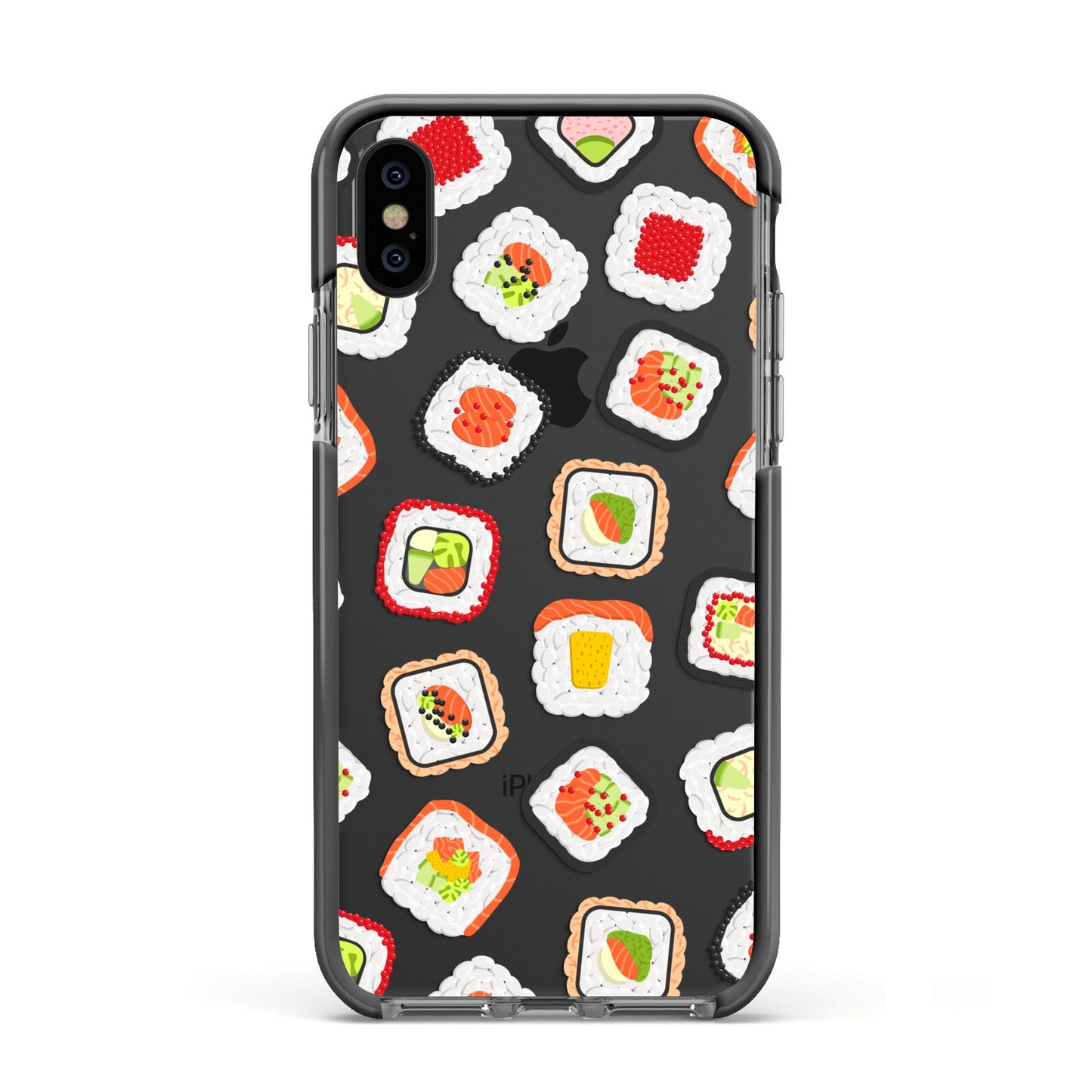 Sushi Apple iPhone Xs Impact Case Black Edge on Black Phone