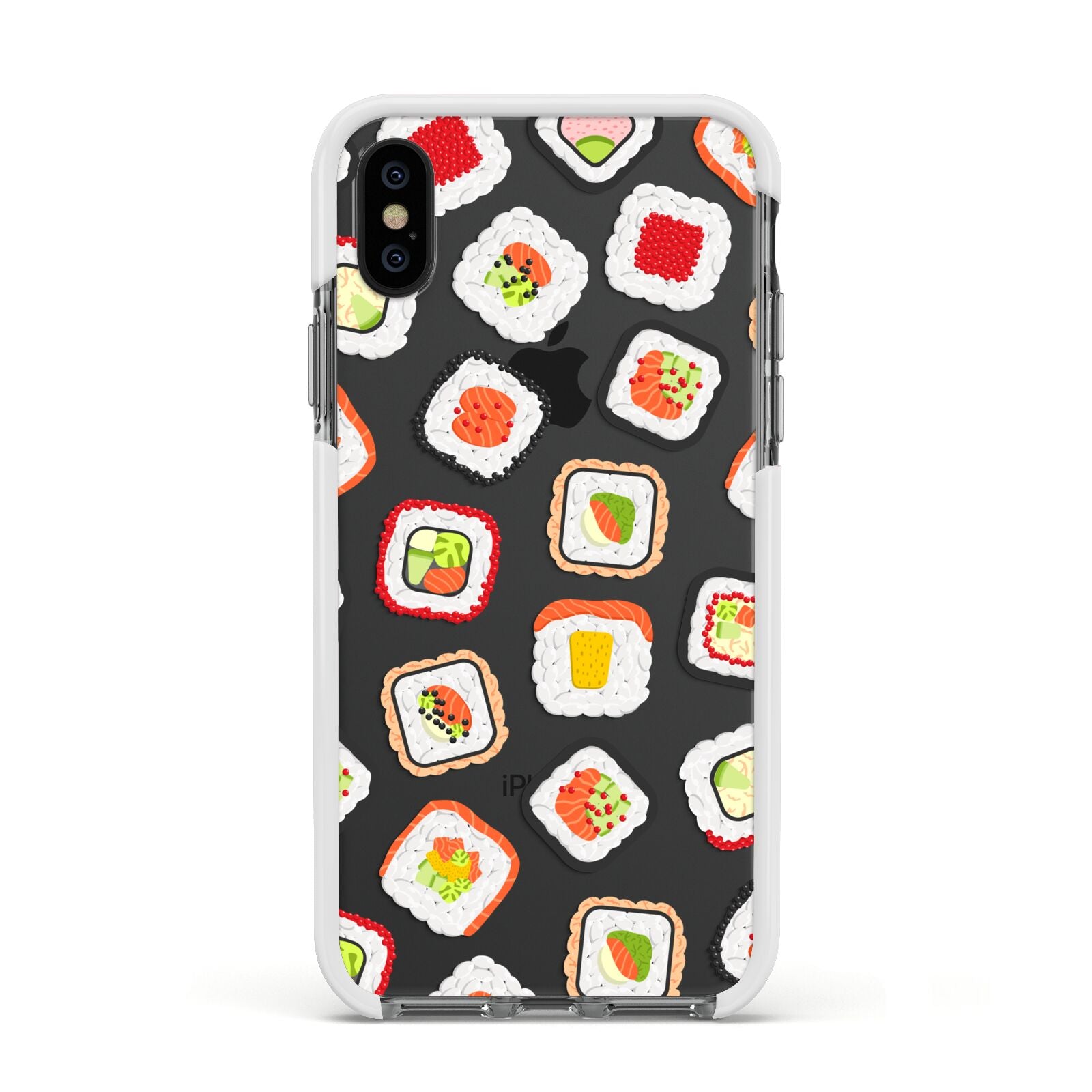 Sushi Apple iPhone Xs Impact Case White Edge on Black Phone