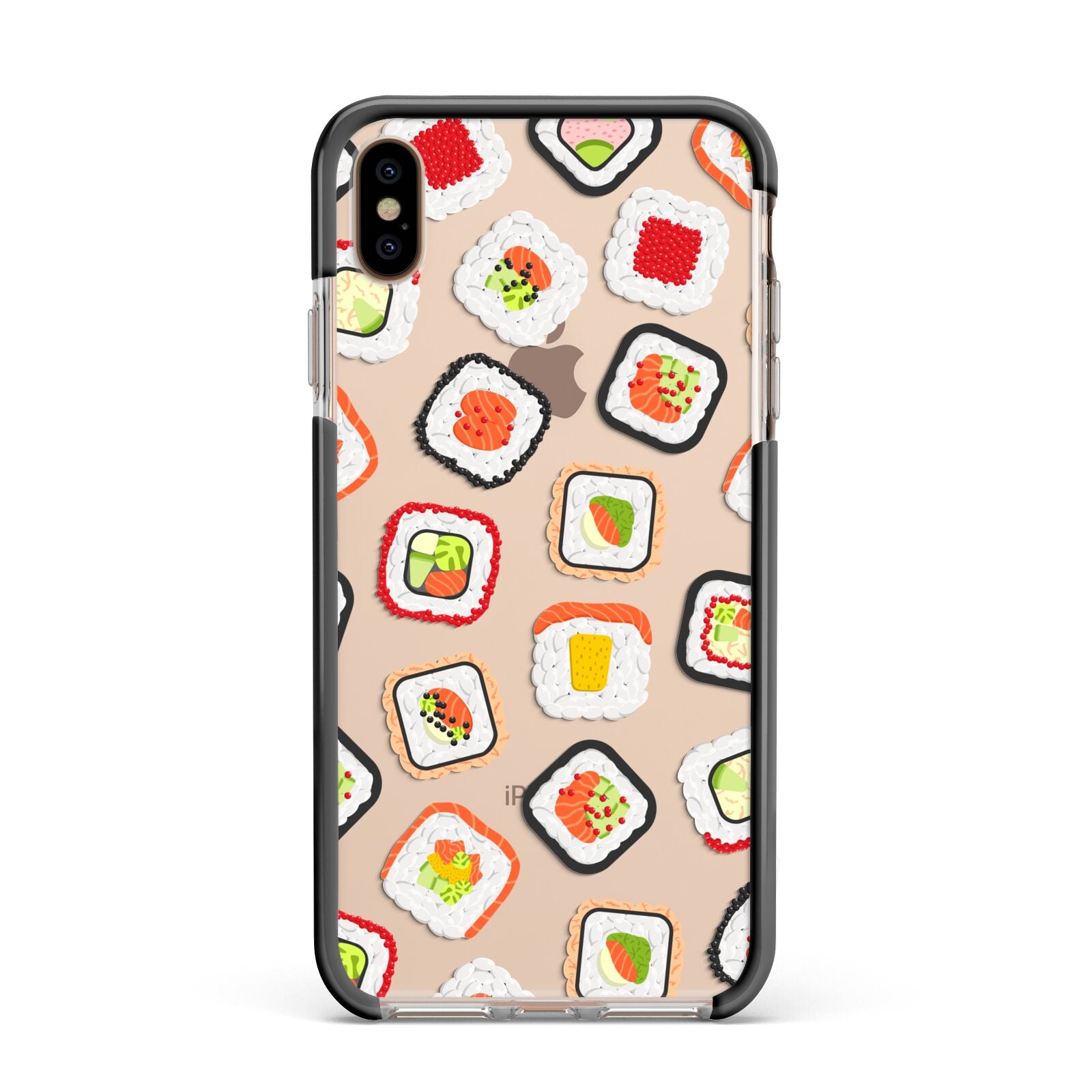 Sushi Apple iPhone Xs Max Impact Case Black Edge on Gold Phone