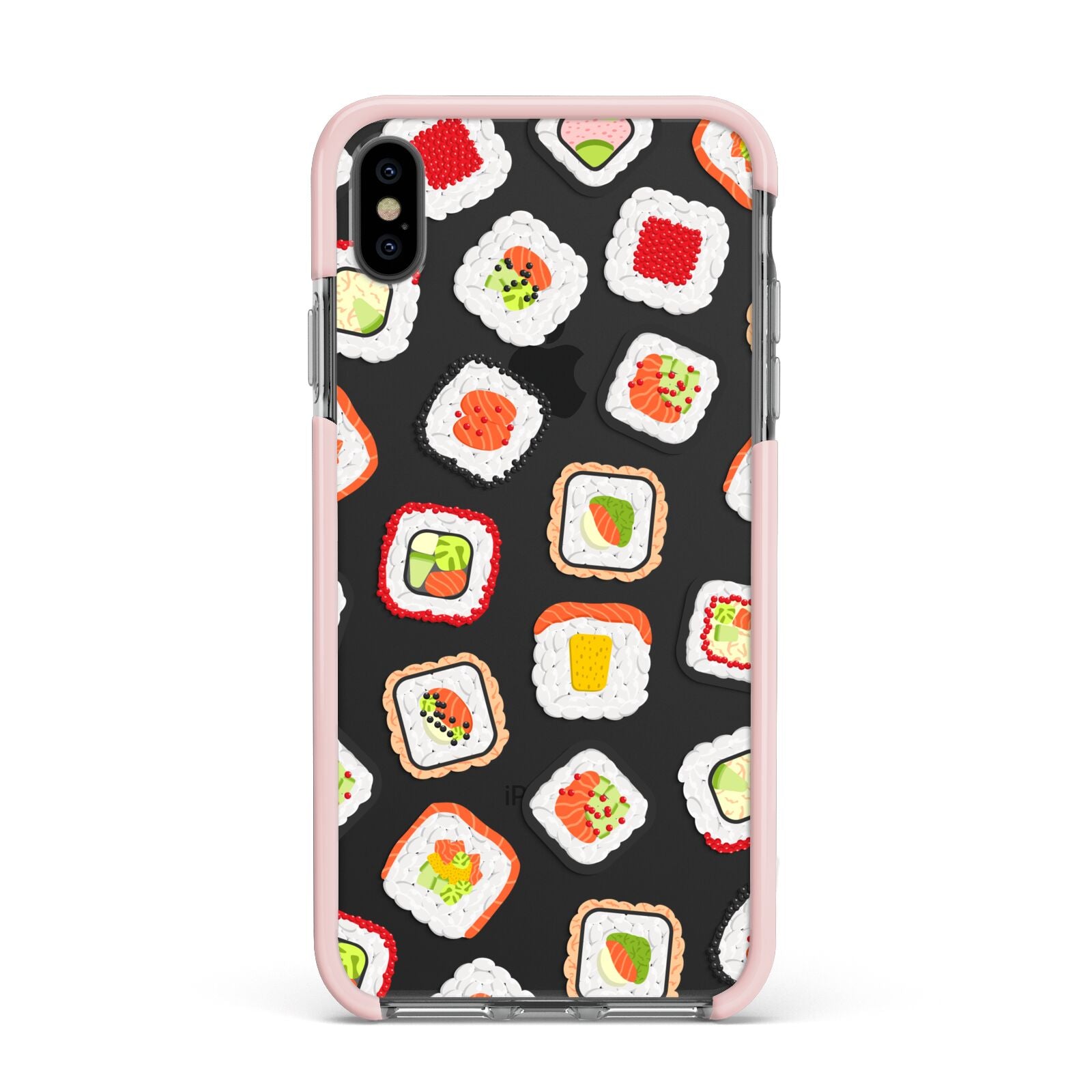 Sushi Apple iPhone Xs Max Impact Case Pink Edge on Black Phone