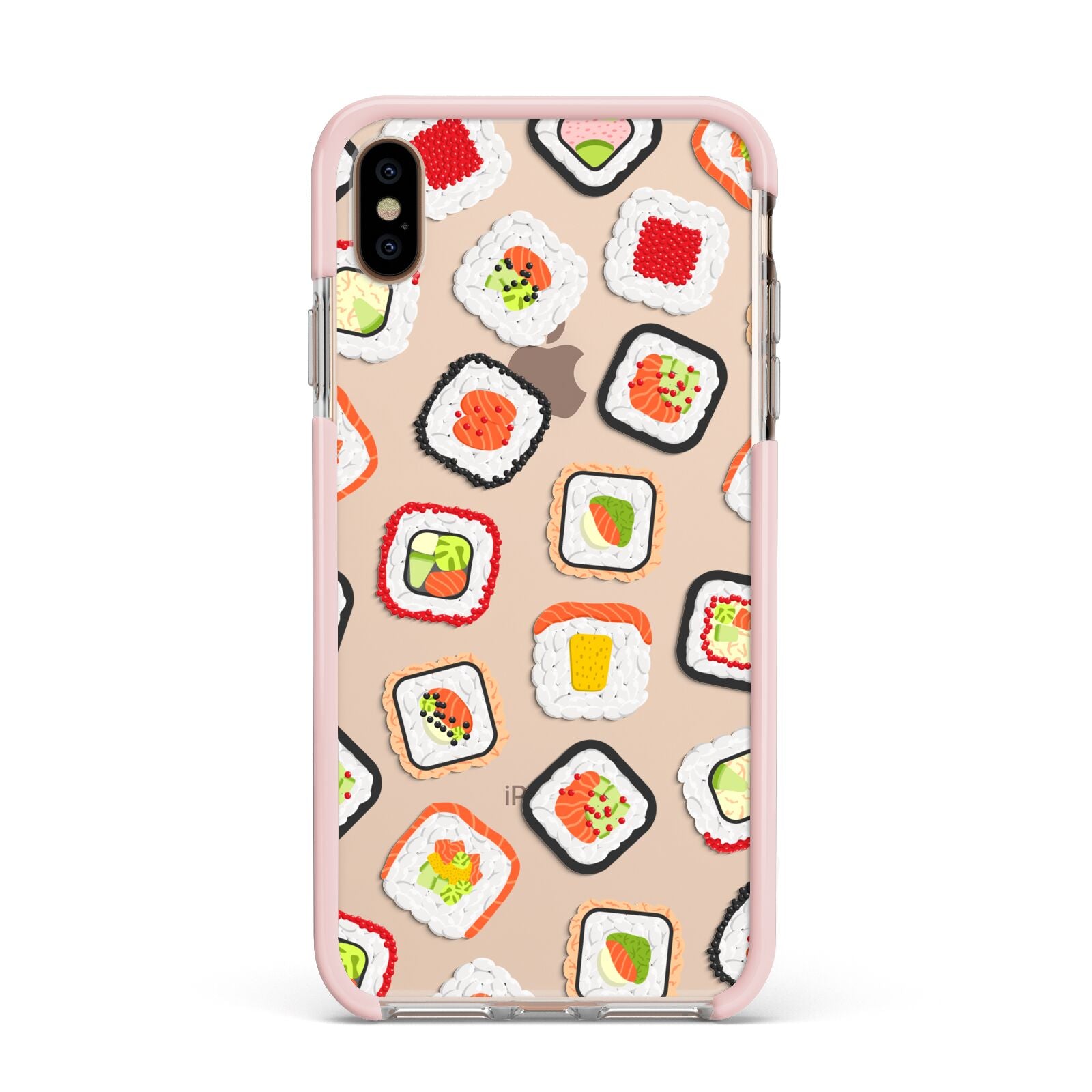 Sushi Apple iPhone Xs Max Impact Case Pink Edge on Gold Phone