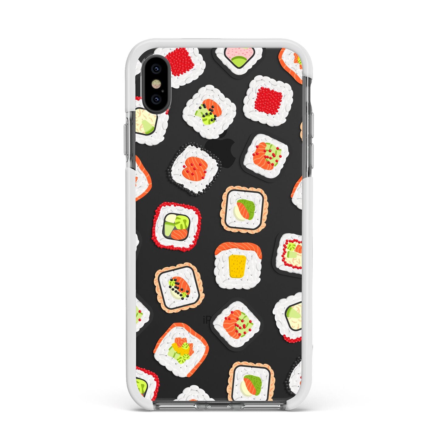 Sushi Apple iPhone Xs Max Impact Case White Edge on Black Phone