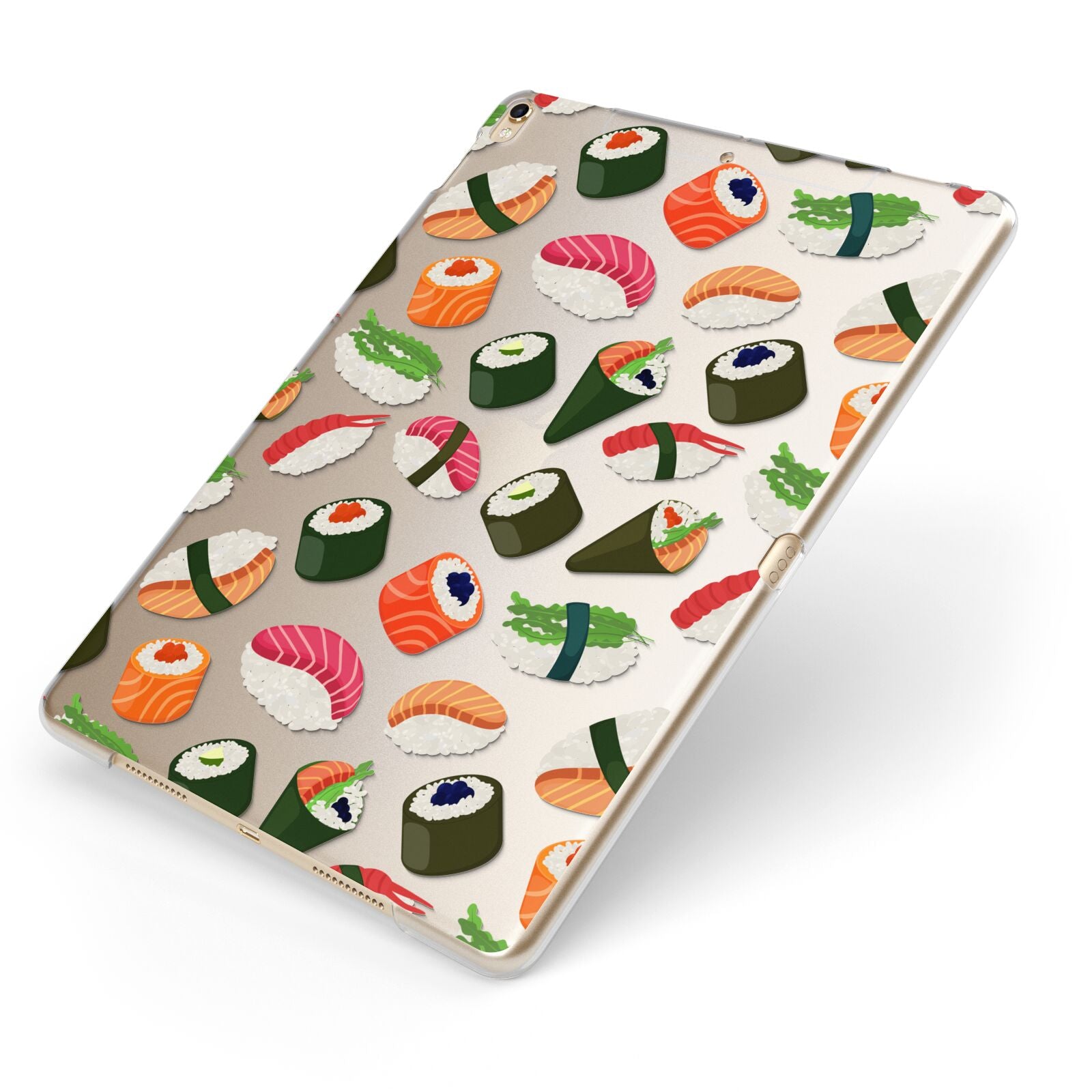 Sushi Fun Apple iPad Case on Gold iPad Side View