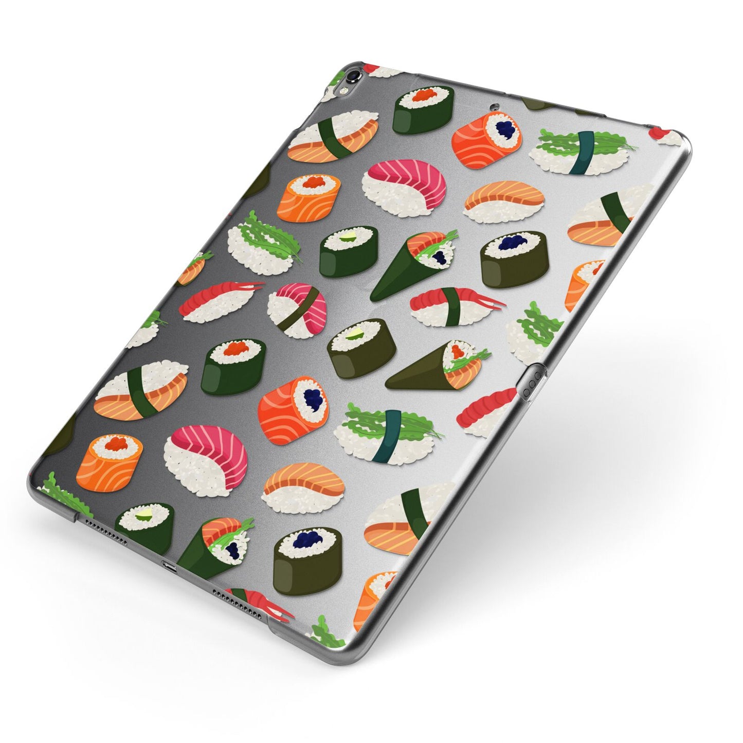 Sushi Fun Apple iPad Case on Grey iPad Side View