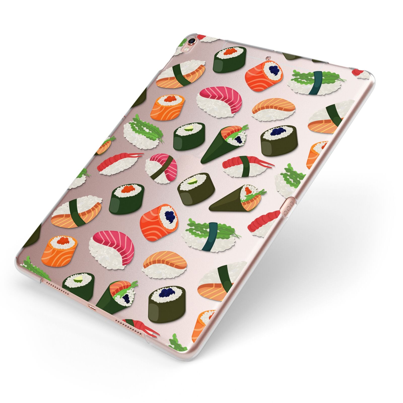 Sushi Fun Apple iPad Case on Rose Gold iPad Side View