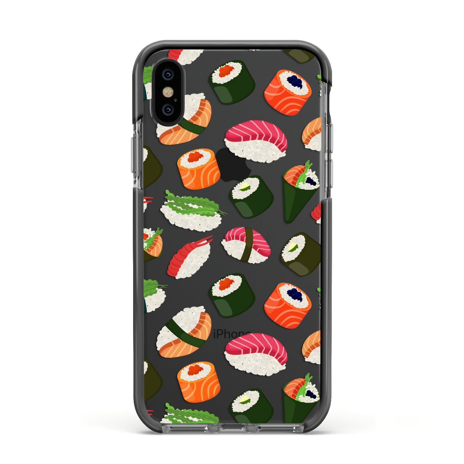 Sushi Fun Apple iPhone Xs Impact Case Black Edge on Black Phone