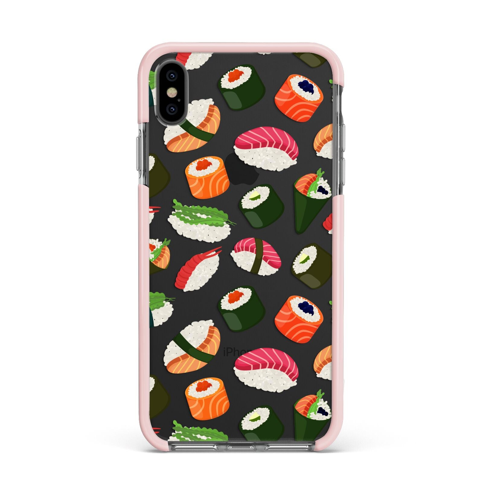 Sushi Fun Apple iPhone Xs Max Impact Case Pink Edge on Black Phone