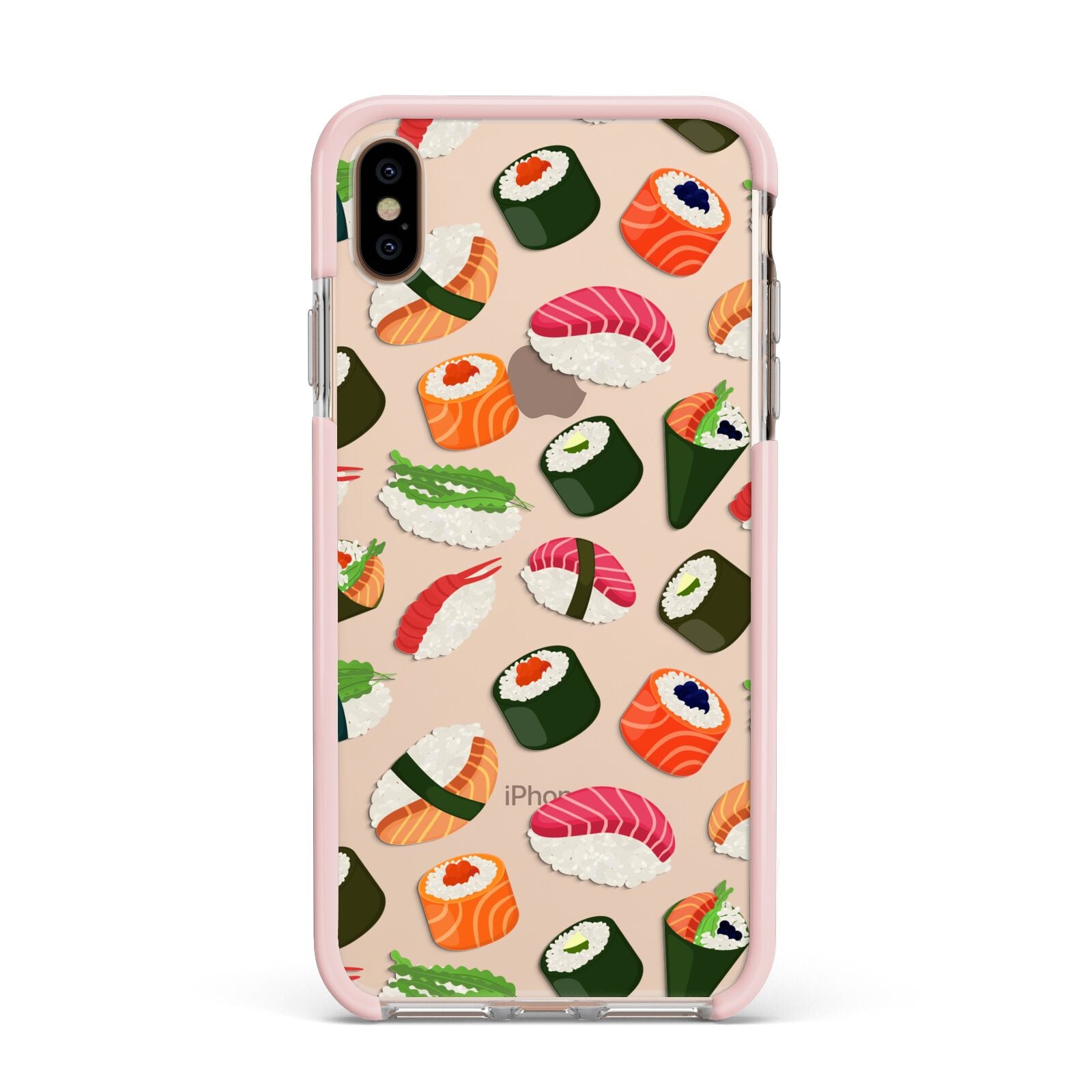 Sushi Fun Apple iPhone Xs Max Impact Case Pink Edge on Gold Phone