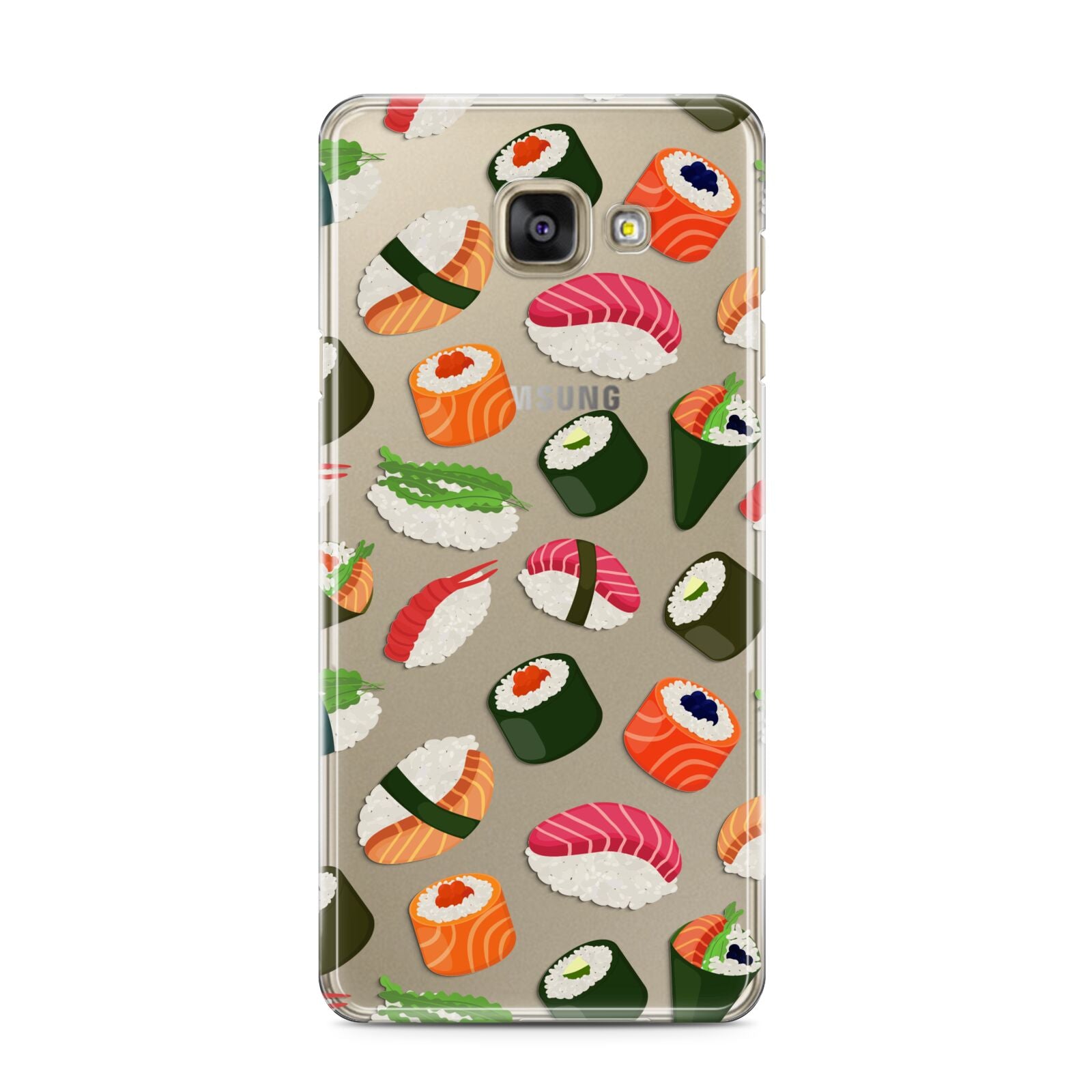 Sushi Fun Samsung Galaxy A3 2016 Case on gold phone