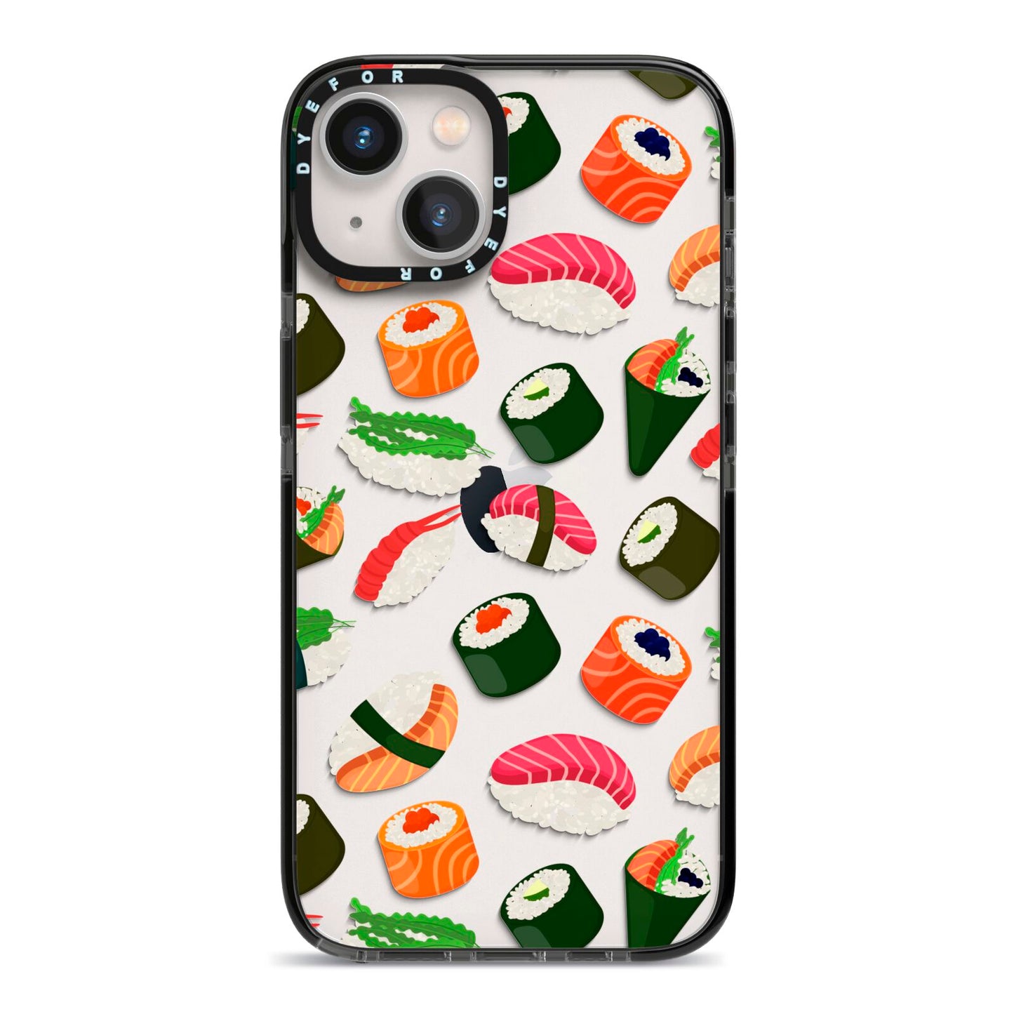 Sushi Fun iPhone 13 Black Impact Case on Silver phone