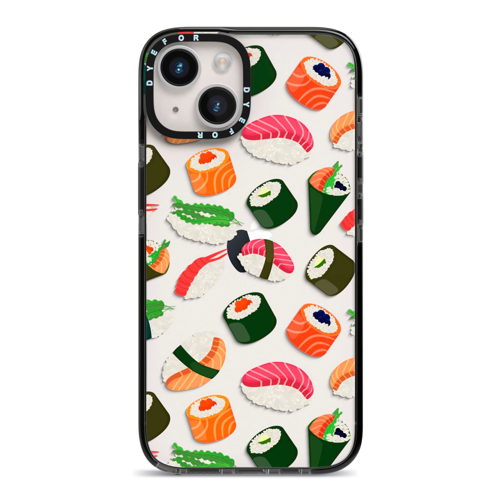 Sushi Fun iPhone 14 Black Impact Case on Silver phone