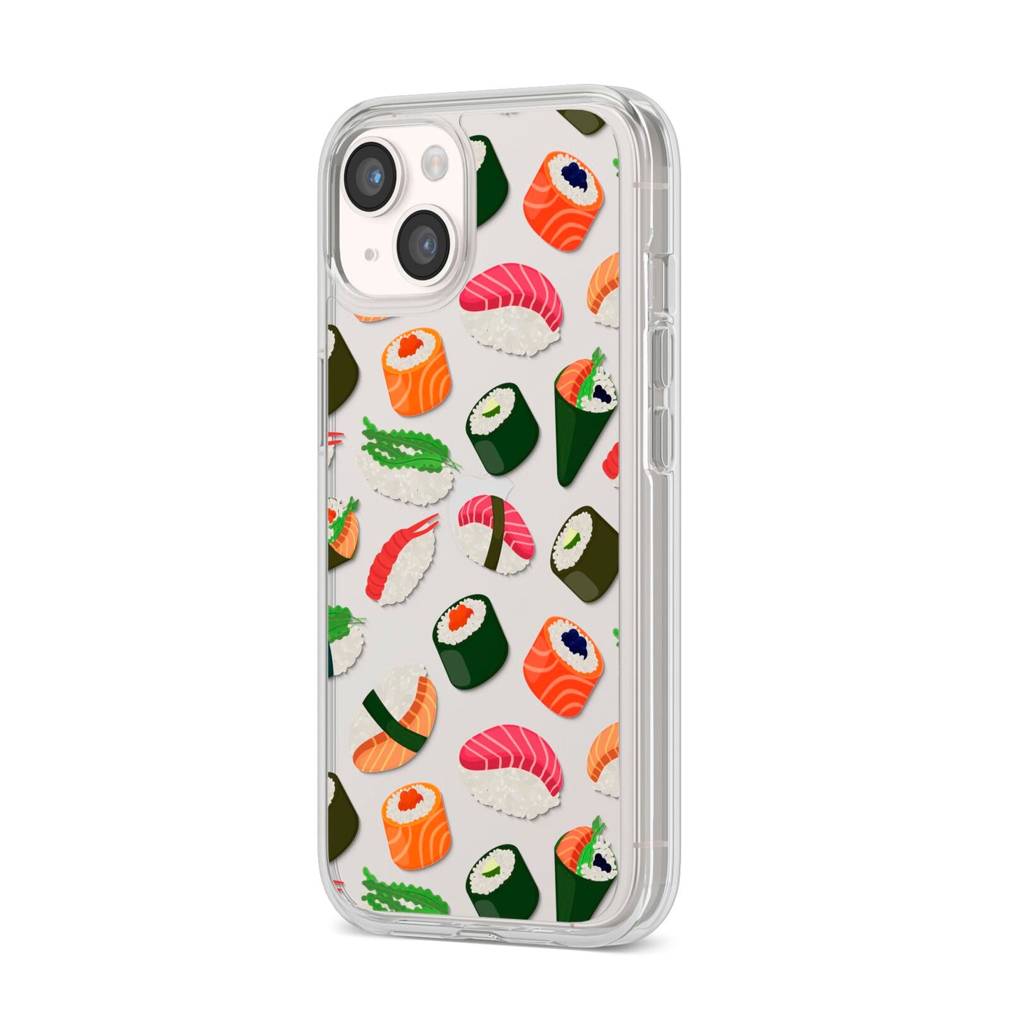 Sushi Fun iPhone 14 Clear Tough Case Starlight Angled Image