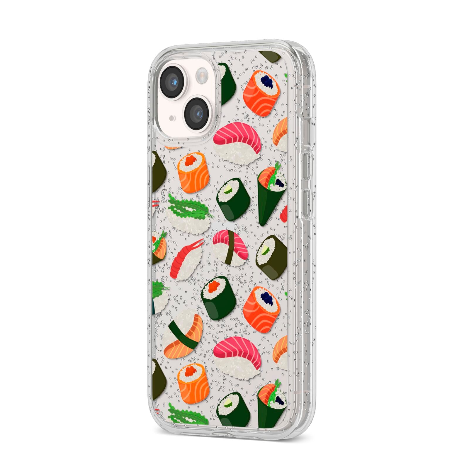 Sushi Fun iPhone 14 Glitter Tough Case Starlight Angled Image