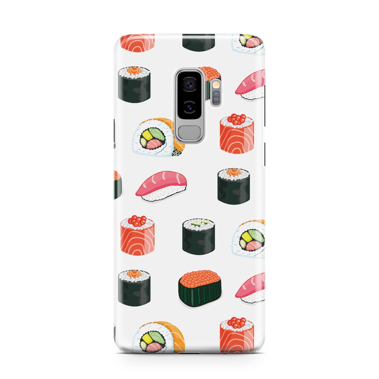 Sushi Pattern 1 Samsung Galaxy S9 Plus Case on Silver phone