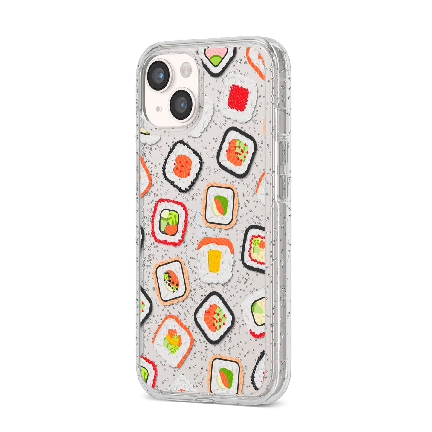 Sushi iPhone 14 Glitter Tough Case Starlight Angled Image