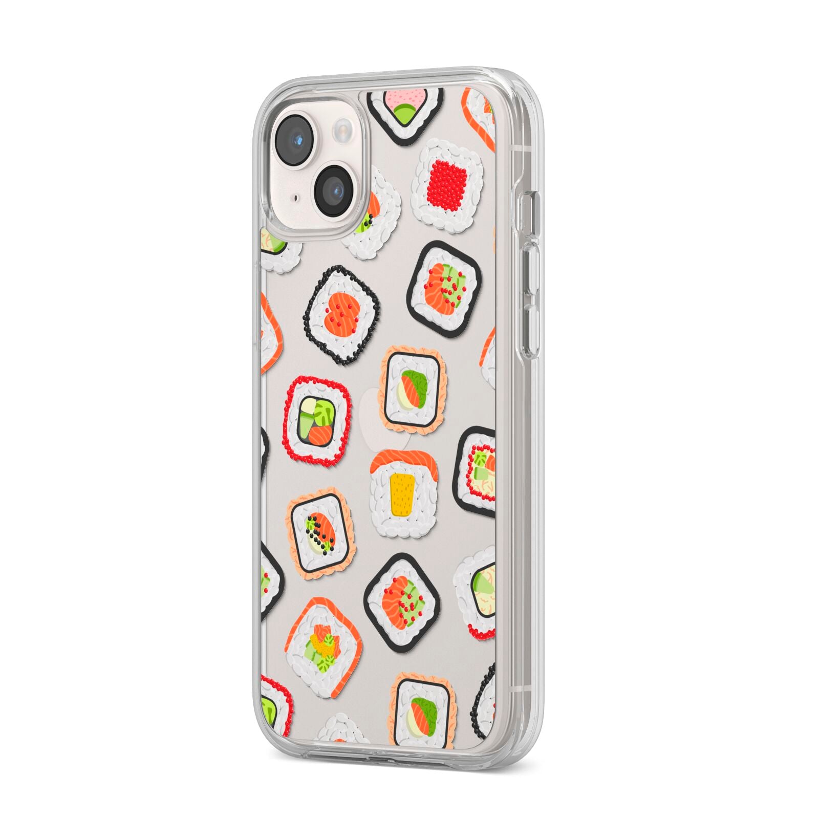 Sushi iPhone 14 Plus Clear Tough Case Starlight Angled Image