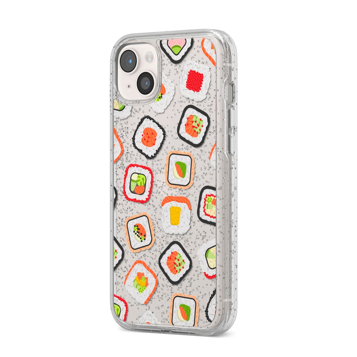 Sushi iPhone 14 Plus Glitter Tough Case Starlight Angled Image