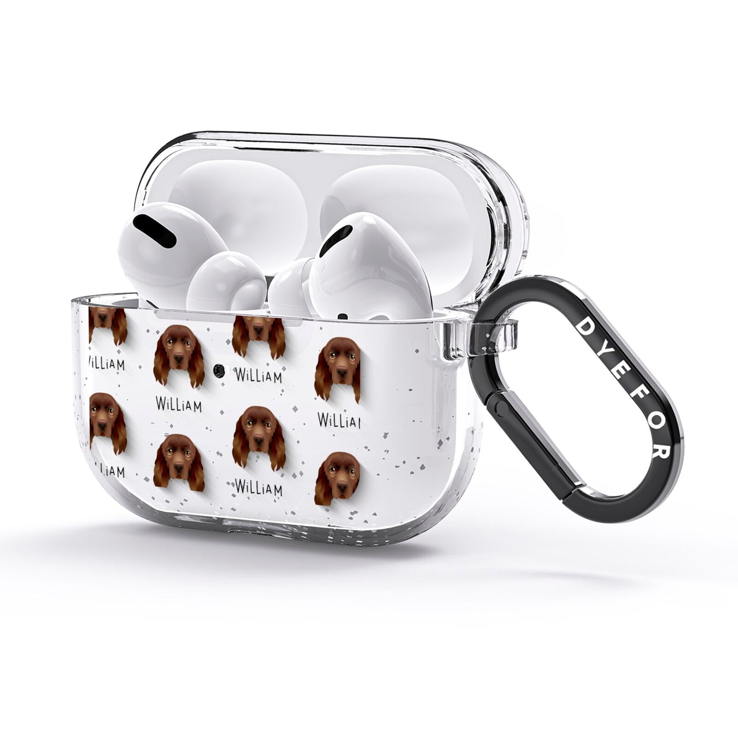 Sussex Spaniel Icon with Name AirPods Glitter Case 3rd Gen Side Image