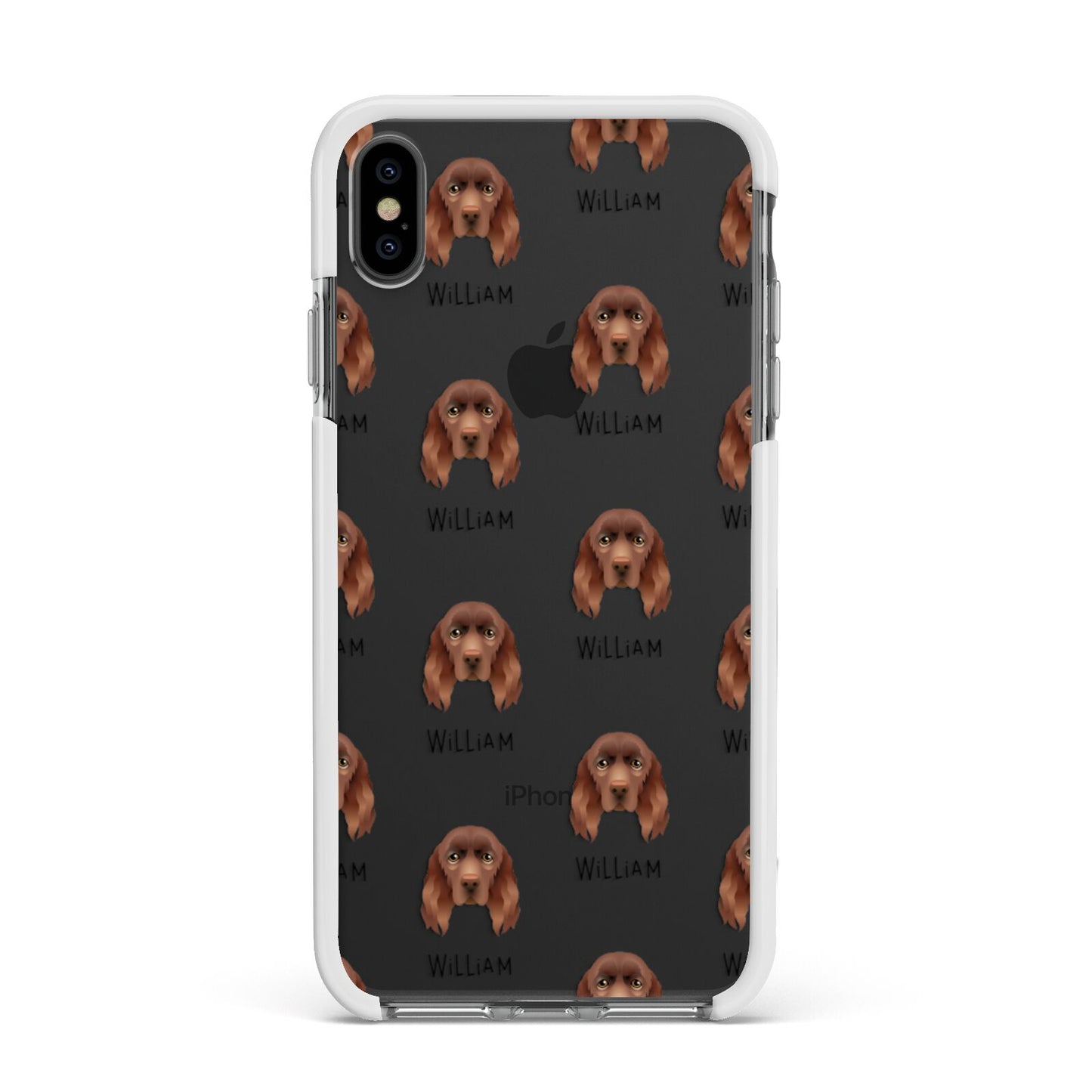 Sussex Spaniel Icon with Name Apple iPhone Xs Max Impact Case White Edge on Black Phone