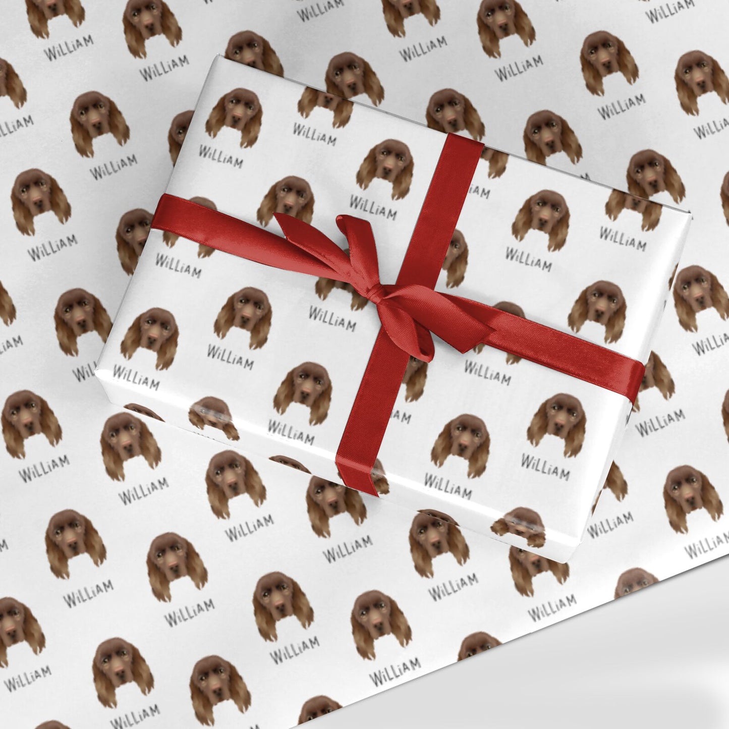 Sussex Spaniel Icon with Name Custom Wrapping Paper