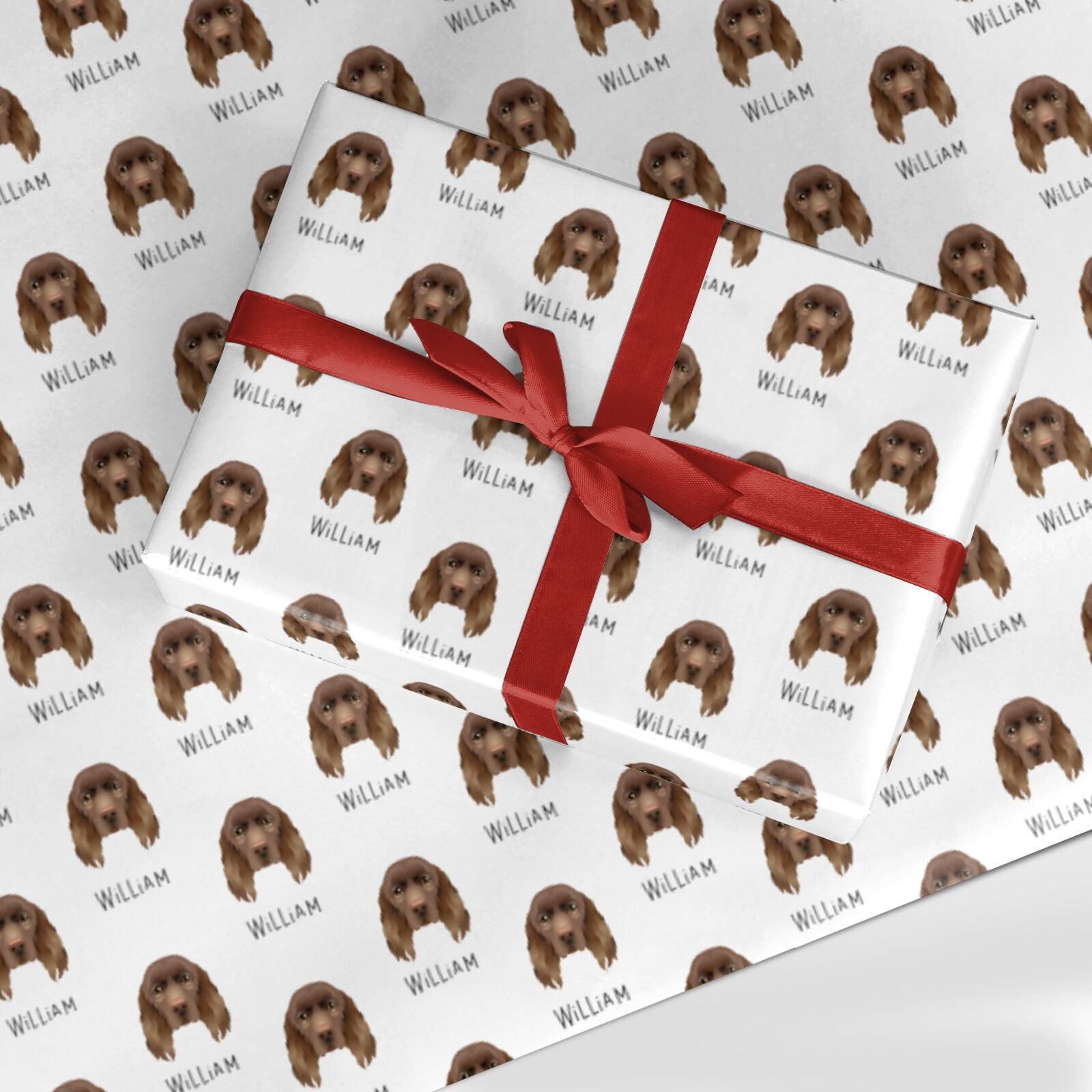 Sussex Spaniel Icon with Name Custom Wrapping Paper