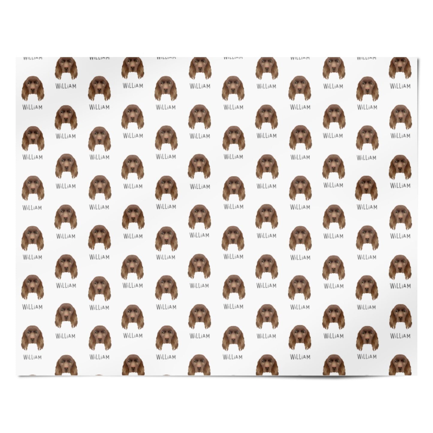 Sussex Spaniel Icon with Name Personalised Wrapping Paper Alternative