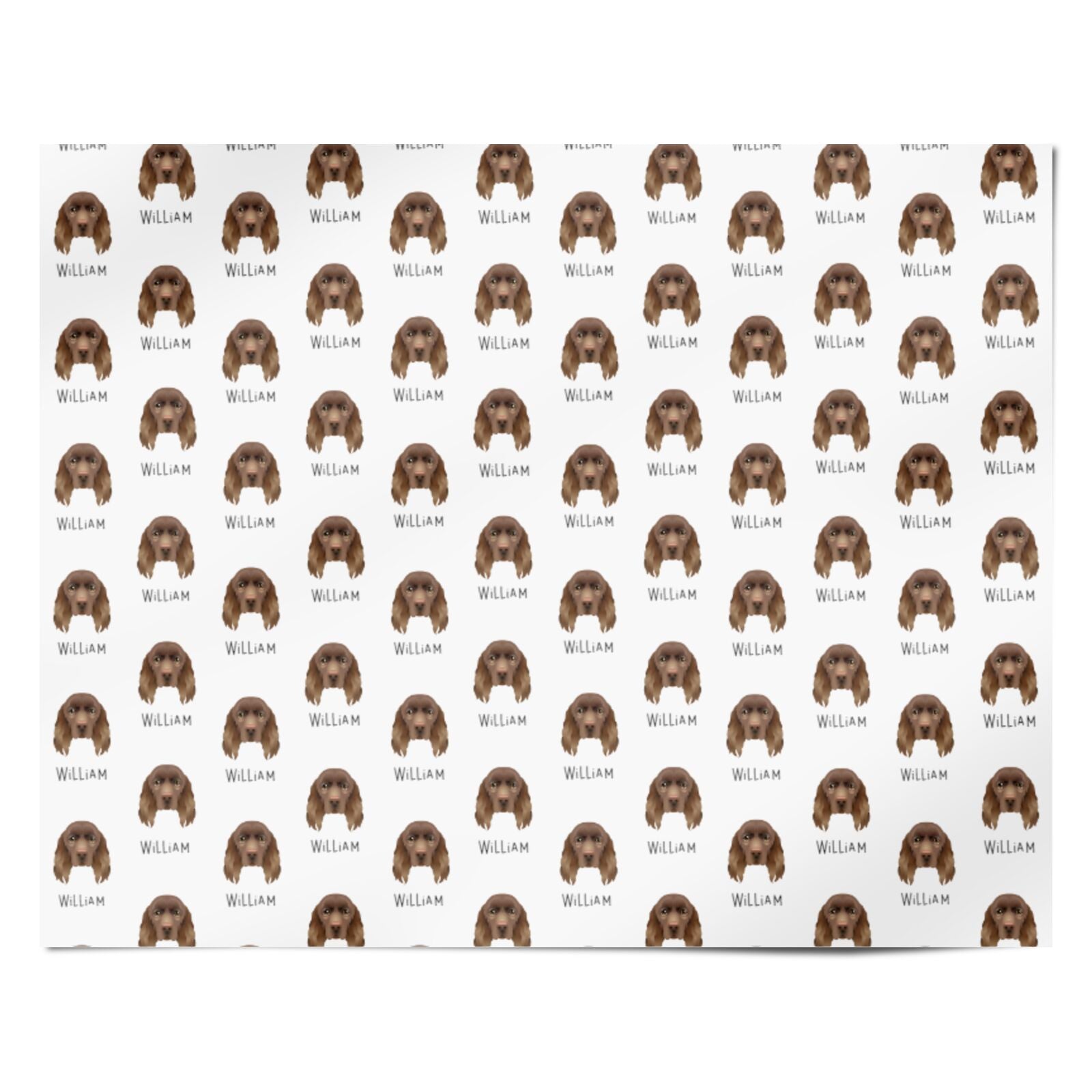 Sussex Spaniel Icon with Name Personalised Wrapping Paper Alternative