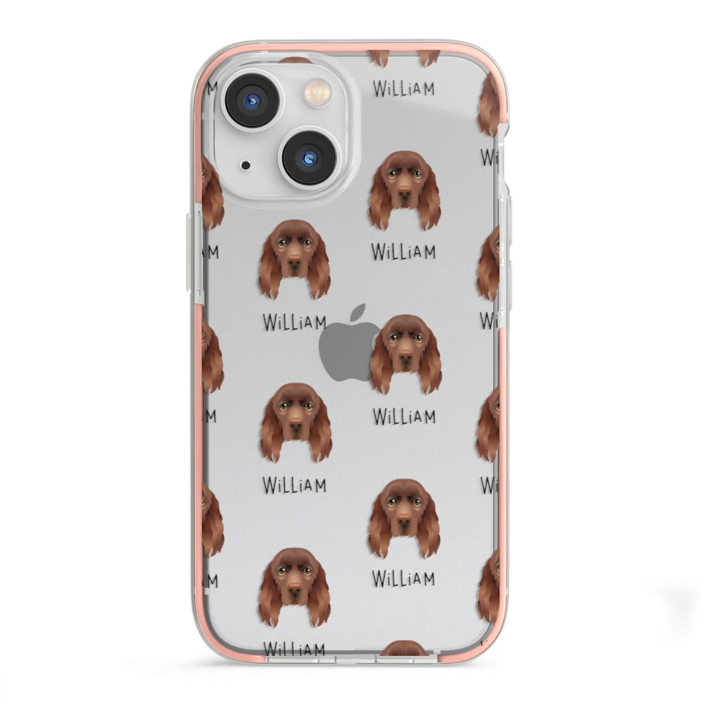 Sussex Spaniel Icon with Name iPhone 13 Mini TPU Impact Case with Pink Edges