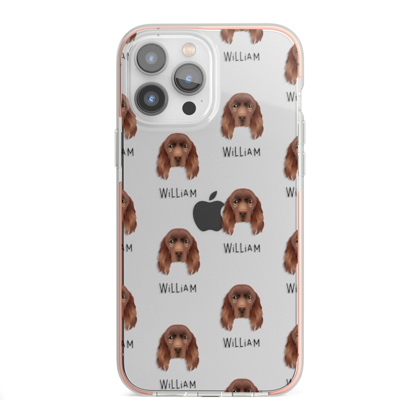 Sussex Spaniel Icon with Name iPhone 13 Pro Max TPU Impact Case with Pink Edges